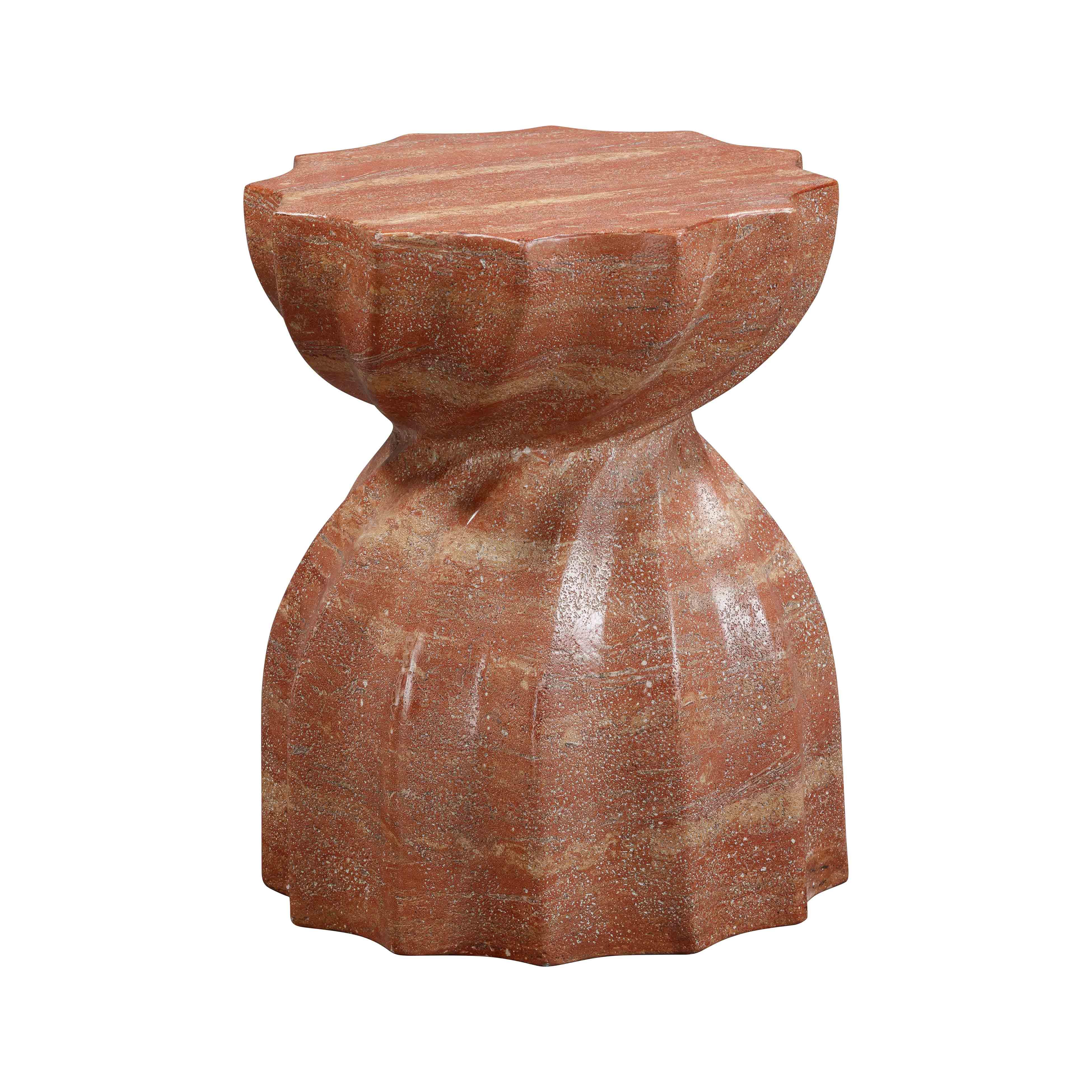 Turin Faux Red Sandstone Indoor / Outdoor Concrete Stool - Remutear