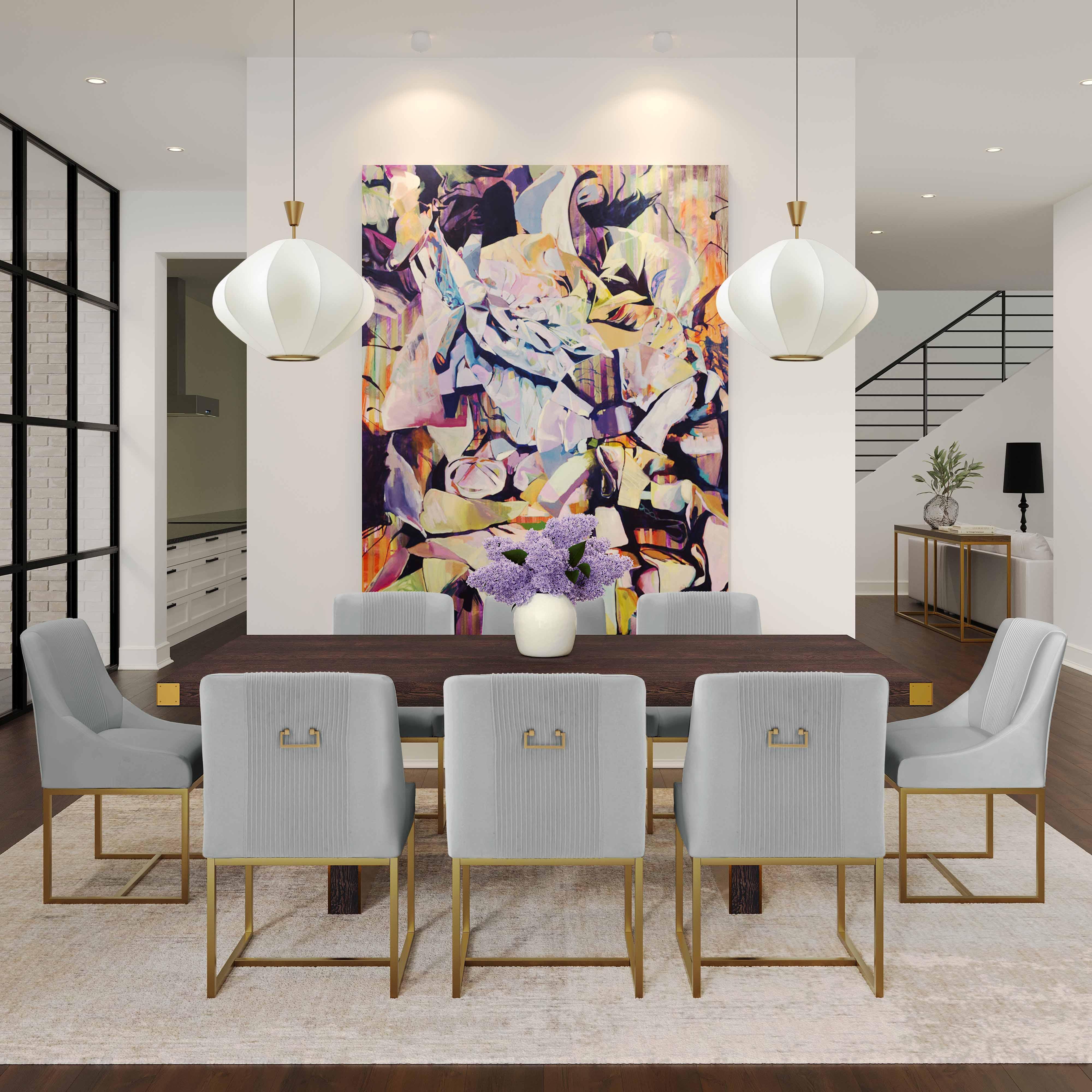 Lisa Grey Pleated Velvet  Dining Chair - Remutear