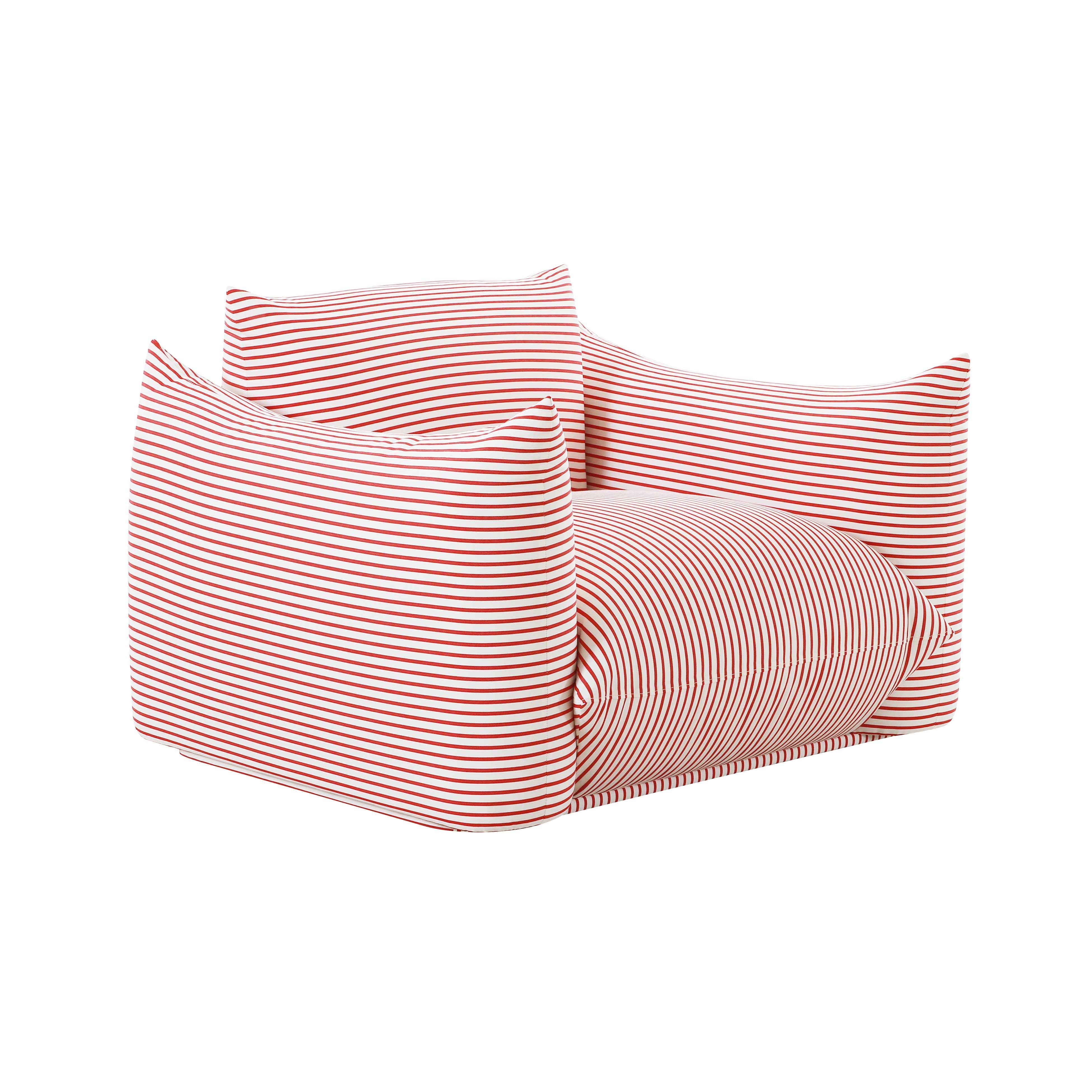 Saint Tropez Pearl and Red Striped Stuffed Outdoor Armchair - Remutear