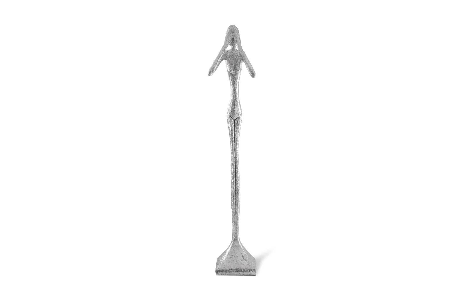 See No Evil Slender Sculpture, Large, Resin, Silver Leaf - Remutear