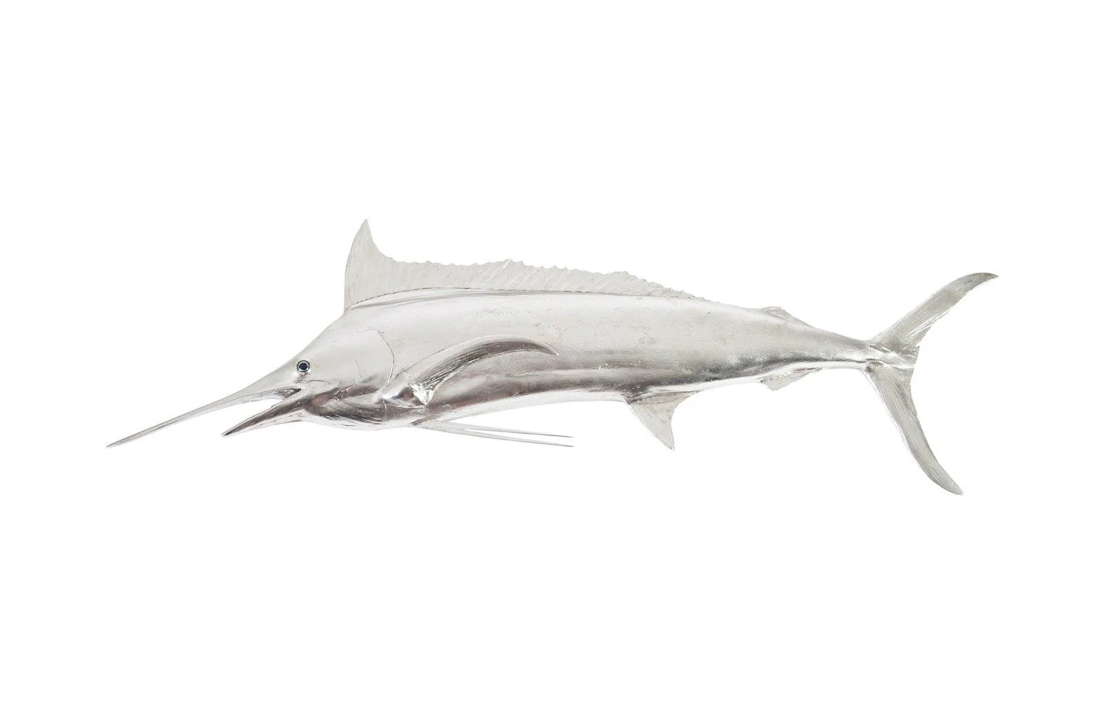 Blue Marlin Fish Wall Sculpture, Resin, Silver Leaf - Remutear