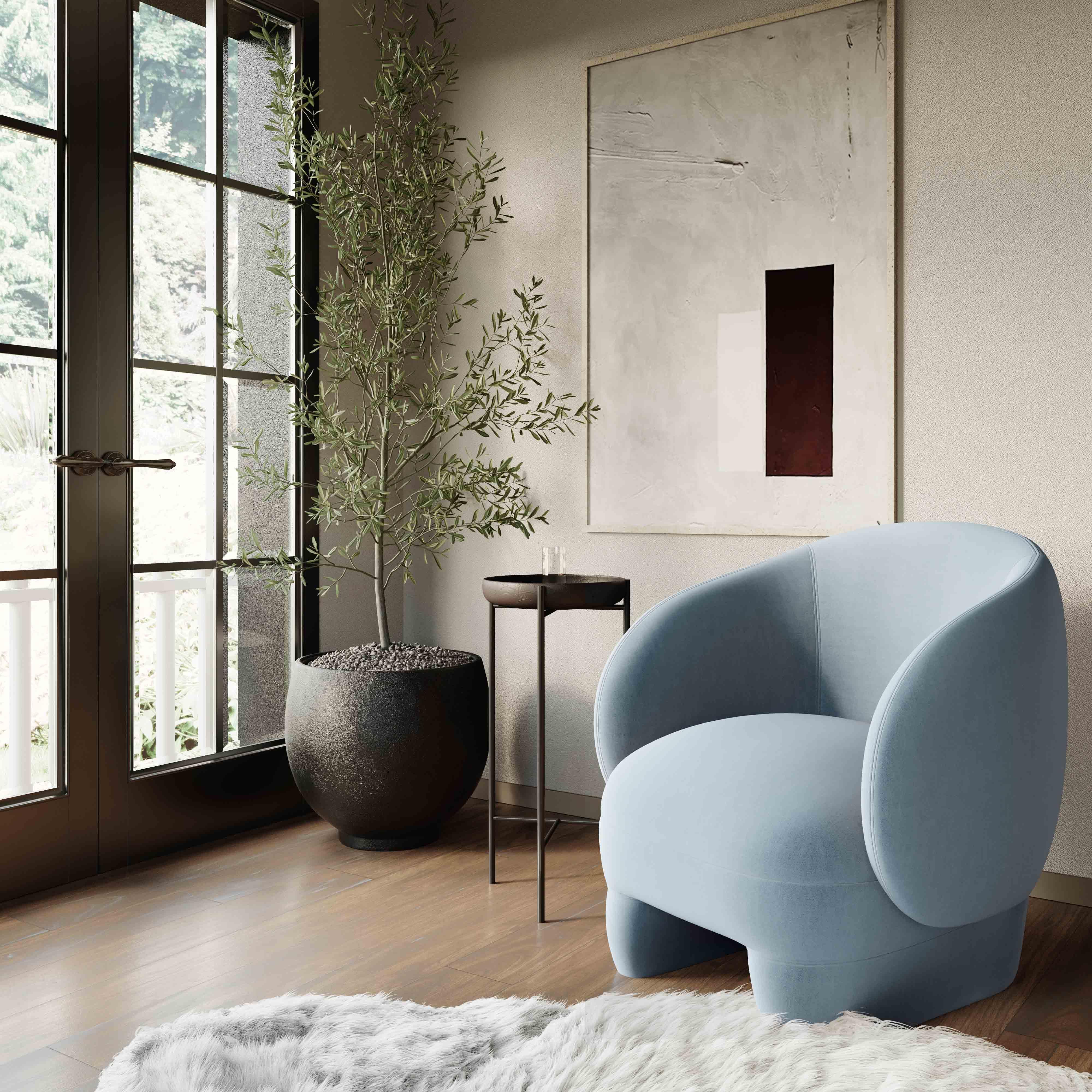 Kiki Blue Stone Velvet Accent Chair - Remutear