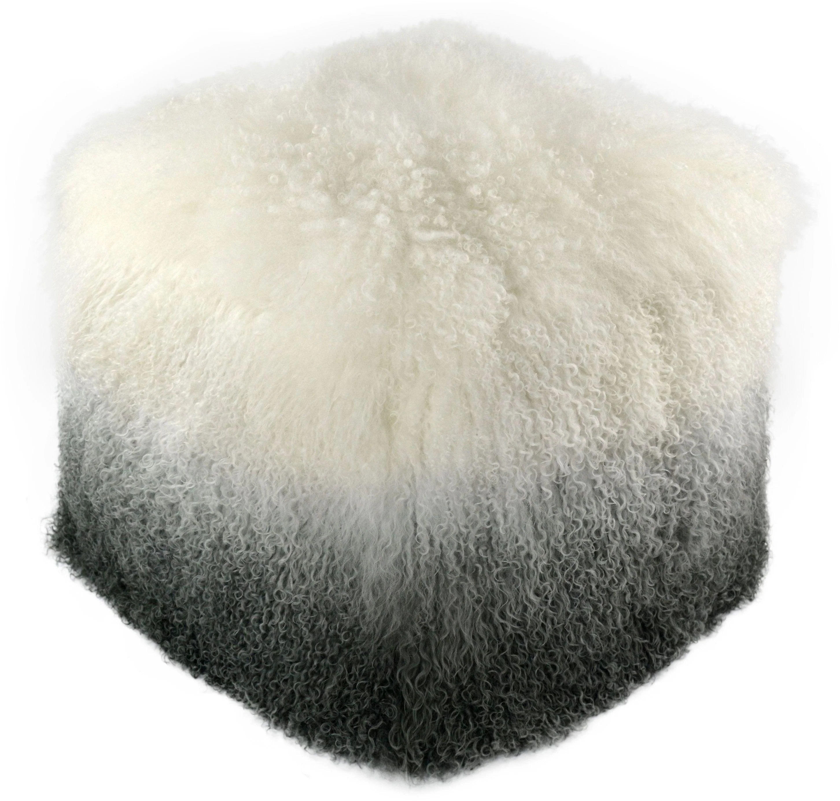 Tibetan Sheep White to Grey Pouf - Remutear