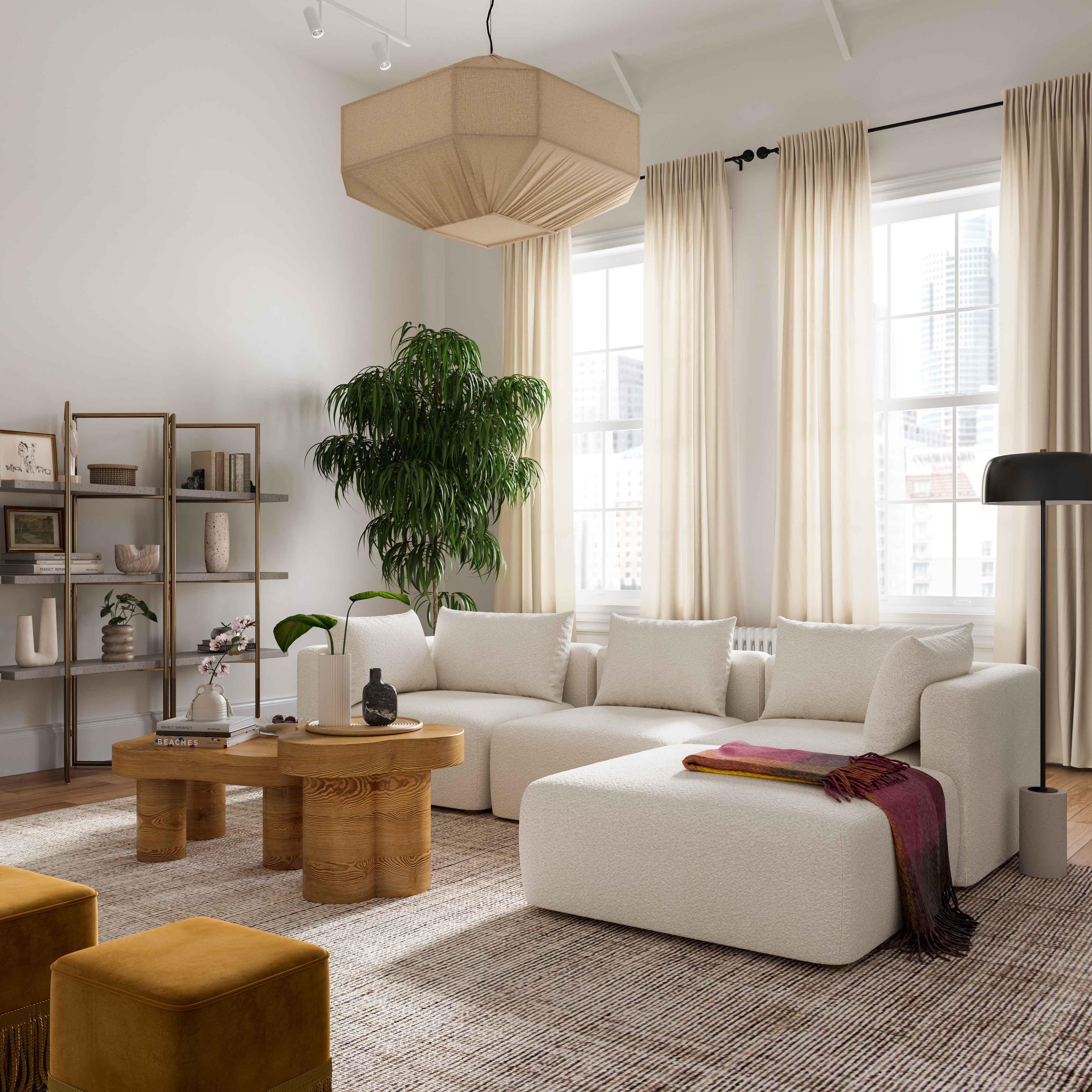 Hangover Cream Boucle 4-Piece Modular Sectional - Remutear