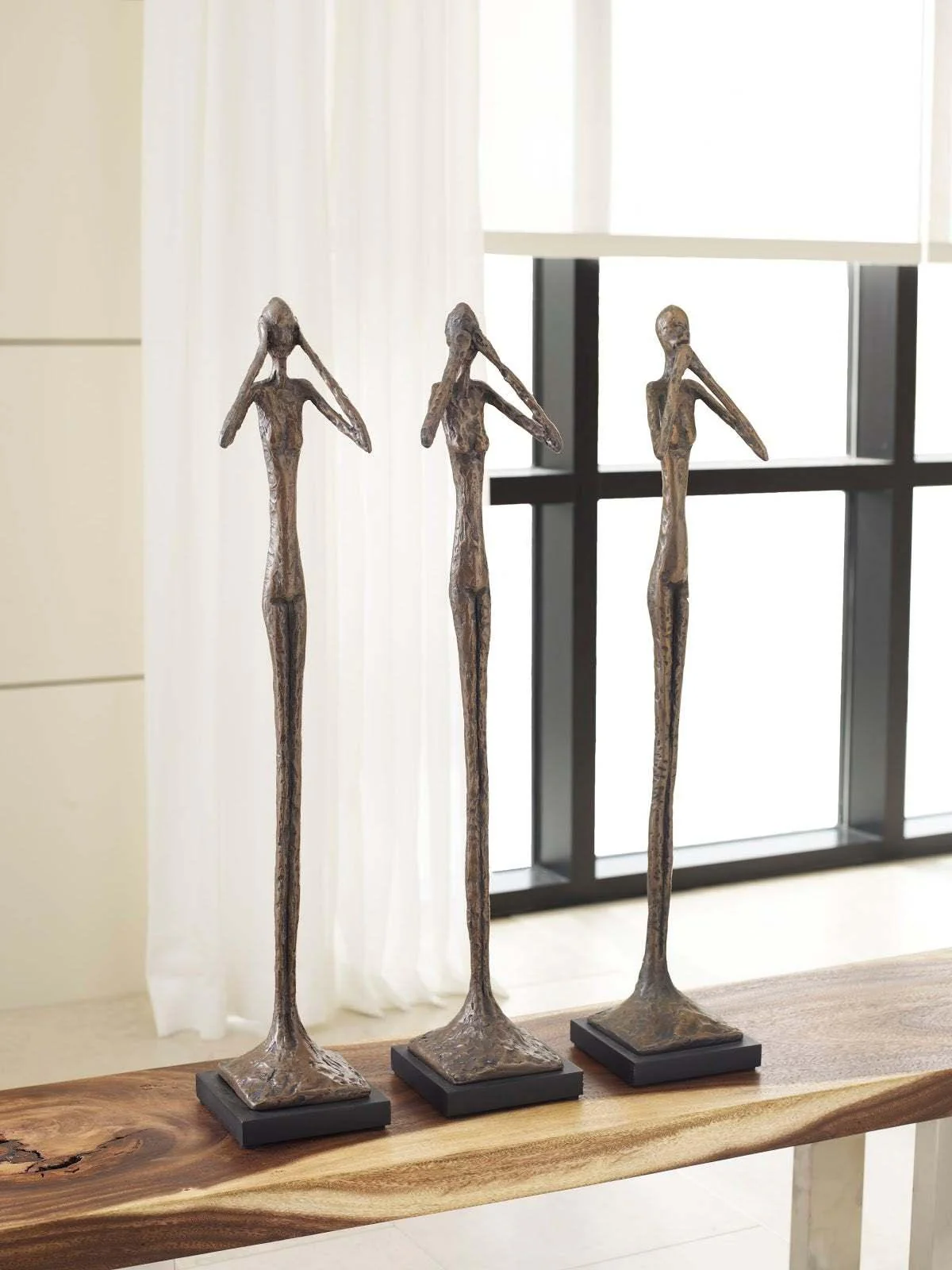 See No Evil Slender Sculpture, Small, Resin, Bronze Finish - Remutear