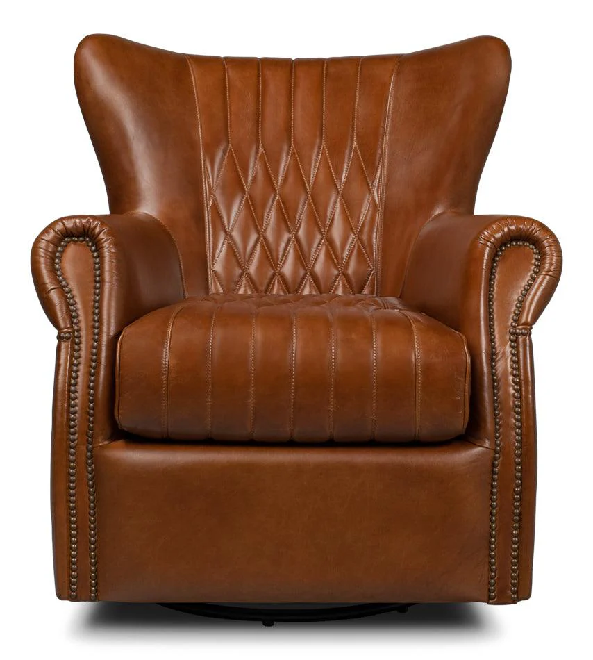 Bugatti Leather Swivel Chair - Remutear