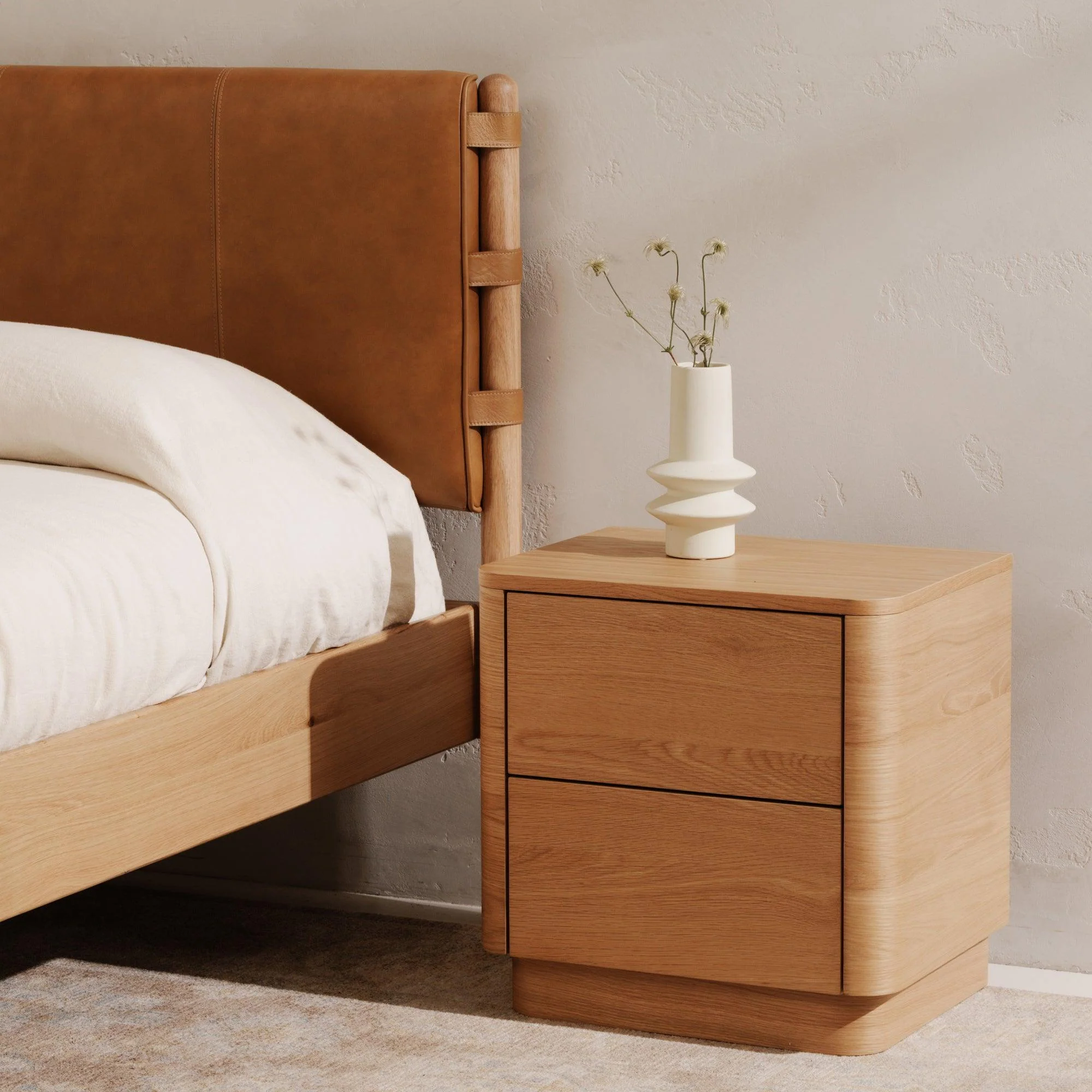 Round Off Tall Nightstand Oak - Remutear