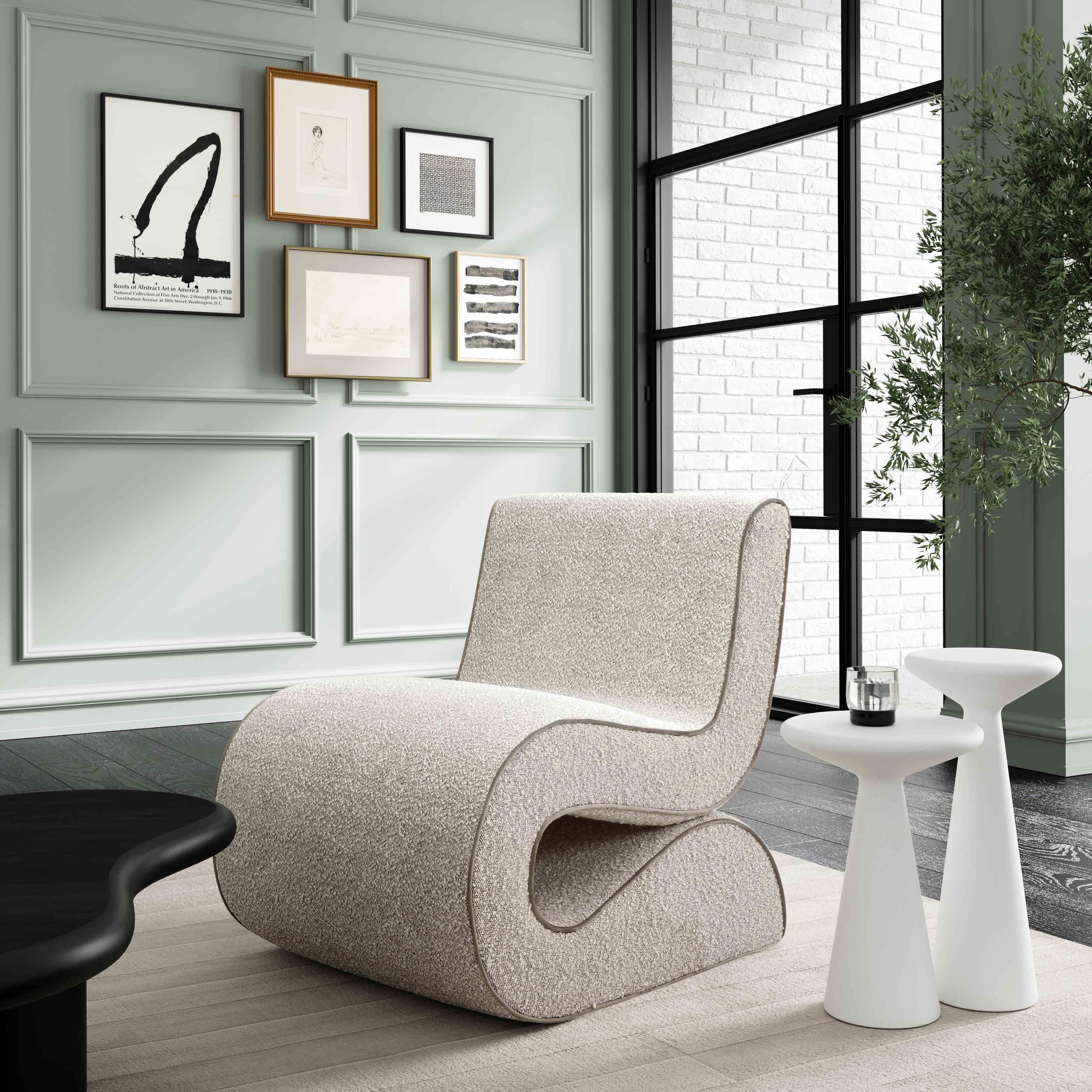 Senna Speckled Grey Boucle Accent Chair - Remutear
