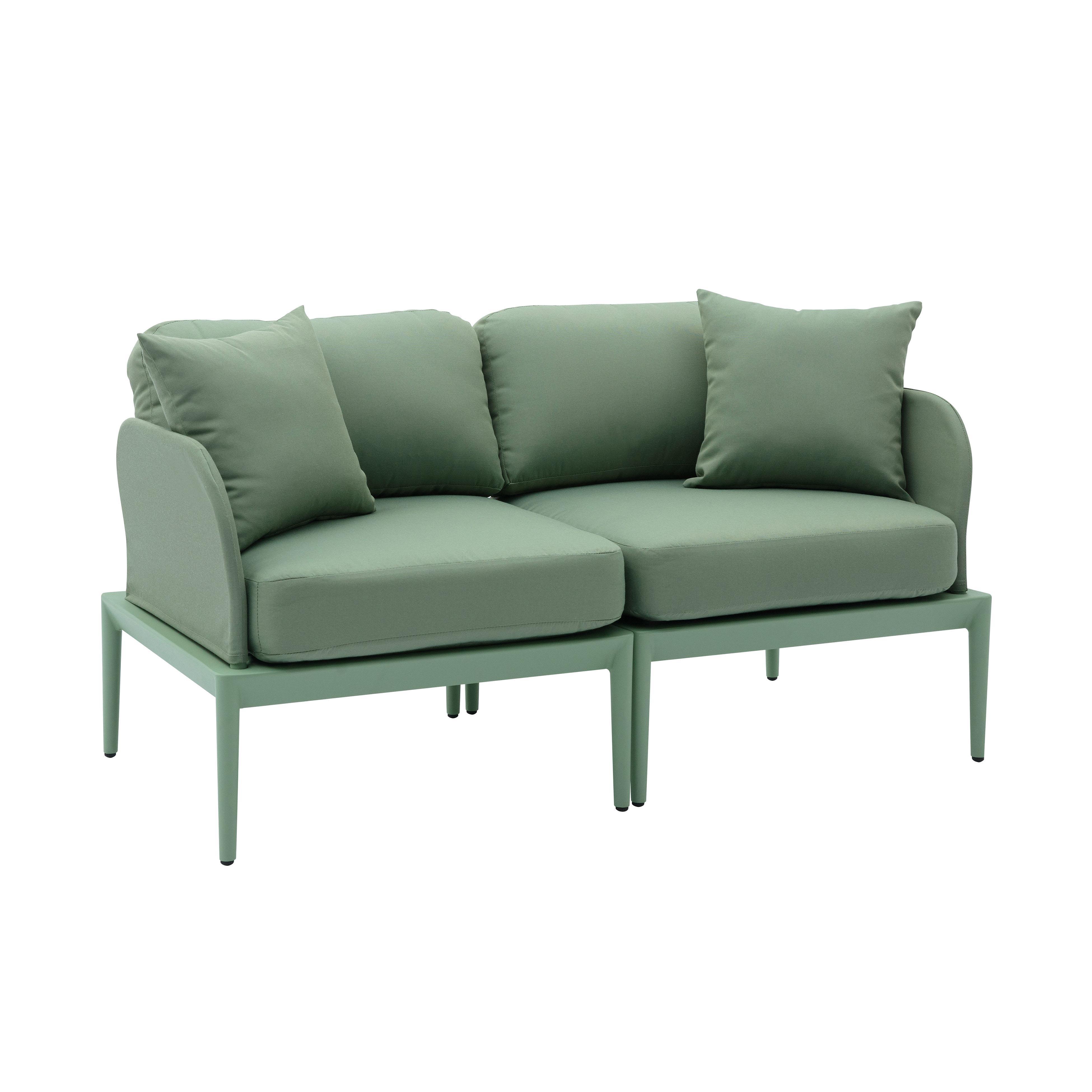 Kapri Moss Green Modular Outdoor Loveseat - Remutear
