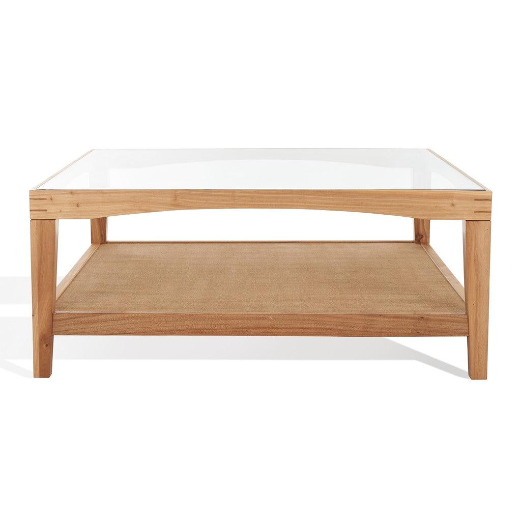 NICOLELLA SQUARE GLASS AND LINEN COFFEE TABLE - Remutear