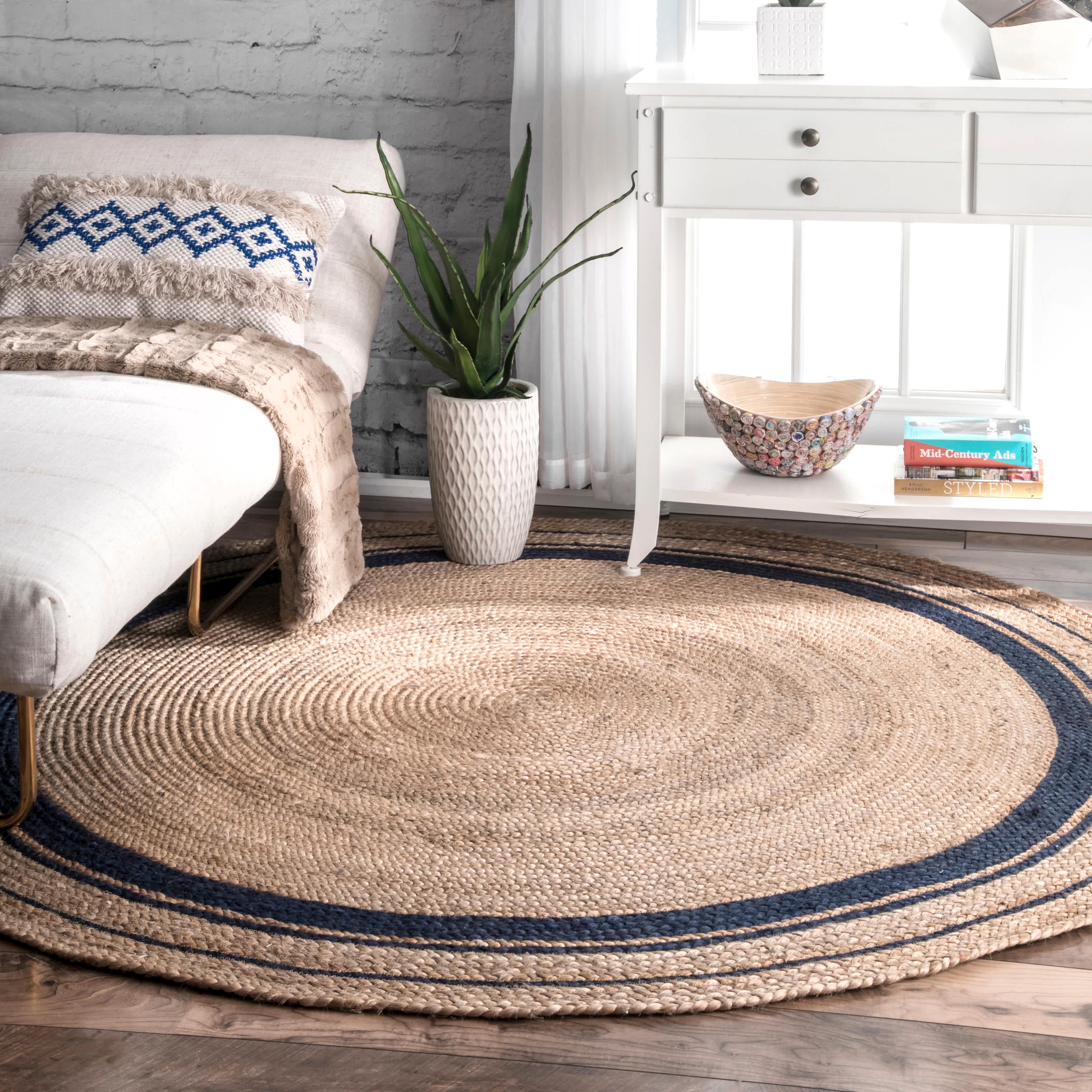 Braided Rikki Border Jute Area Rug - Remutear