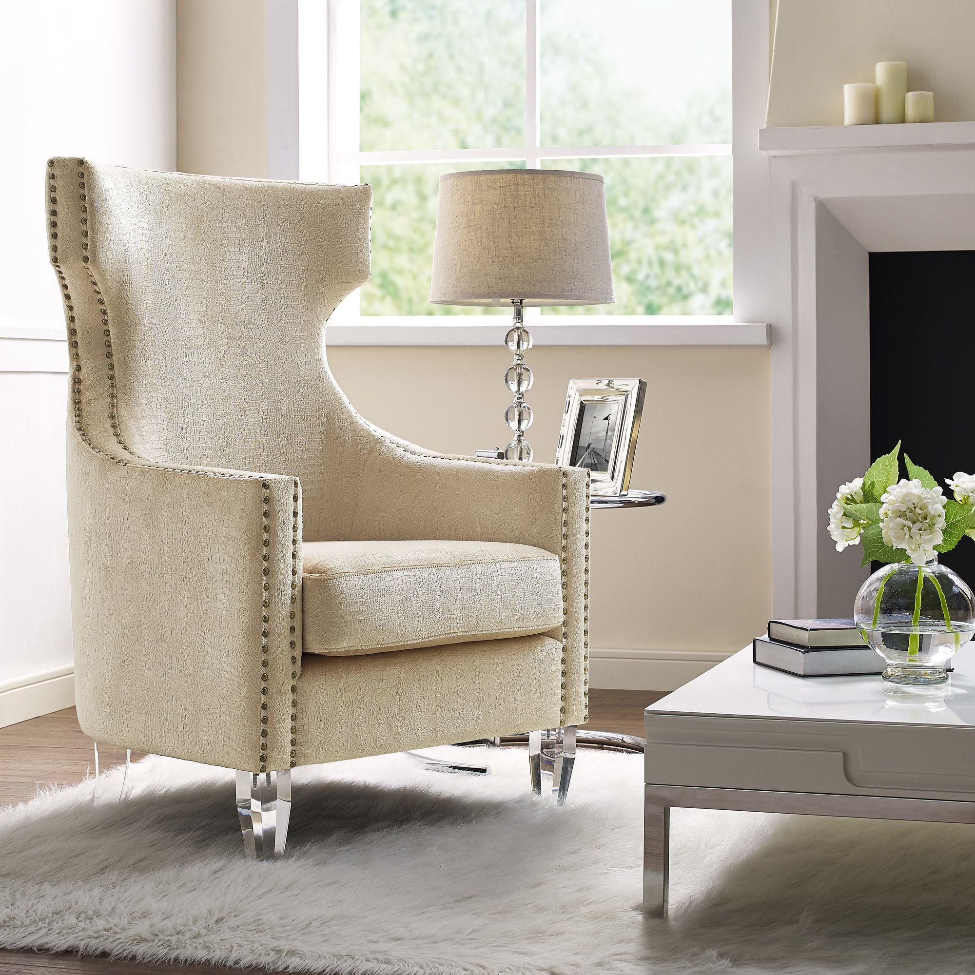 Gramercy Gold Croc Velvet Wing Chair - Remutear