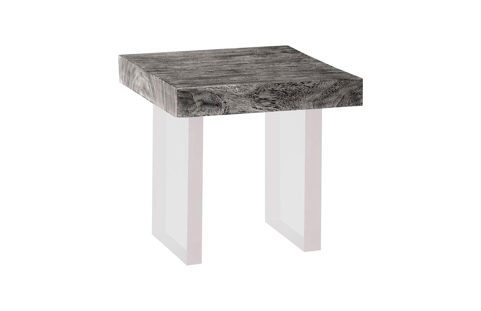 Floating Side Table, Gray Stone, Acrylic Legs - Remutear