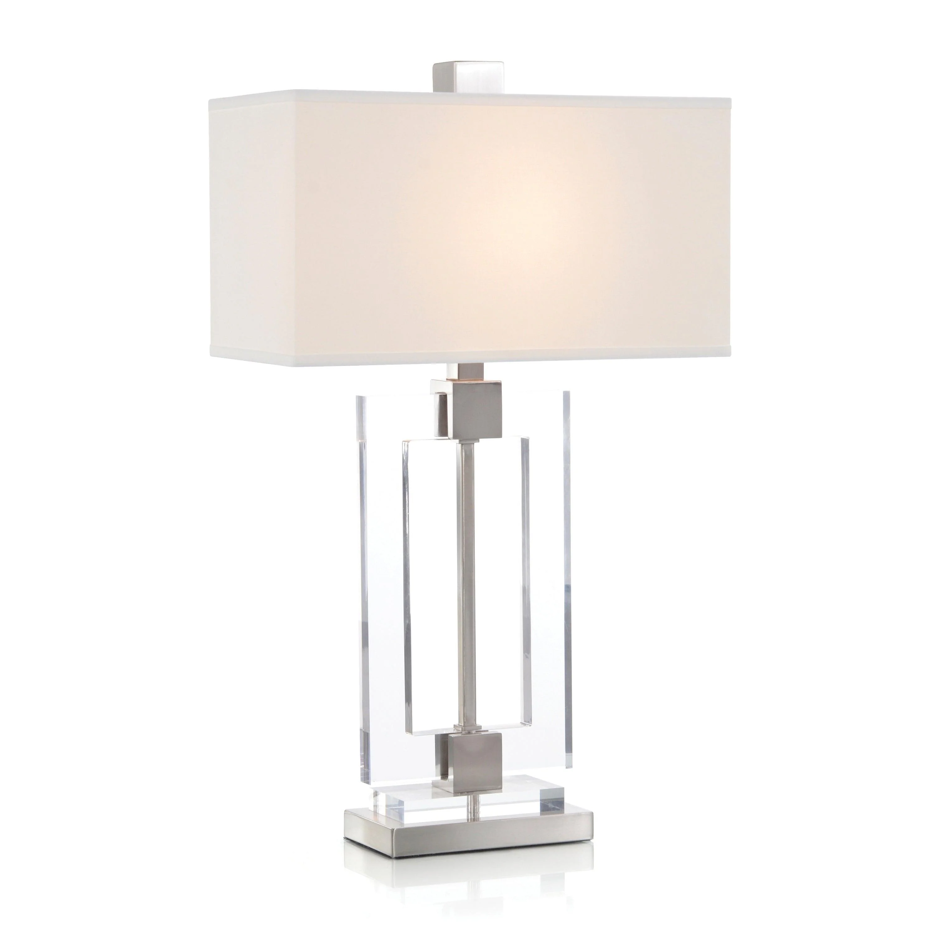 Glass and Brushed Nickel Frame Table Lamp - Remutear