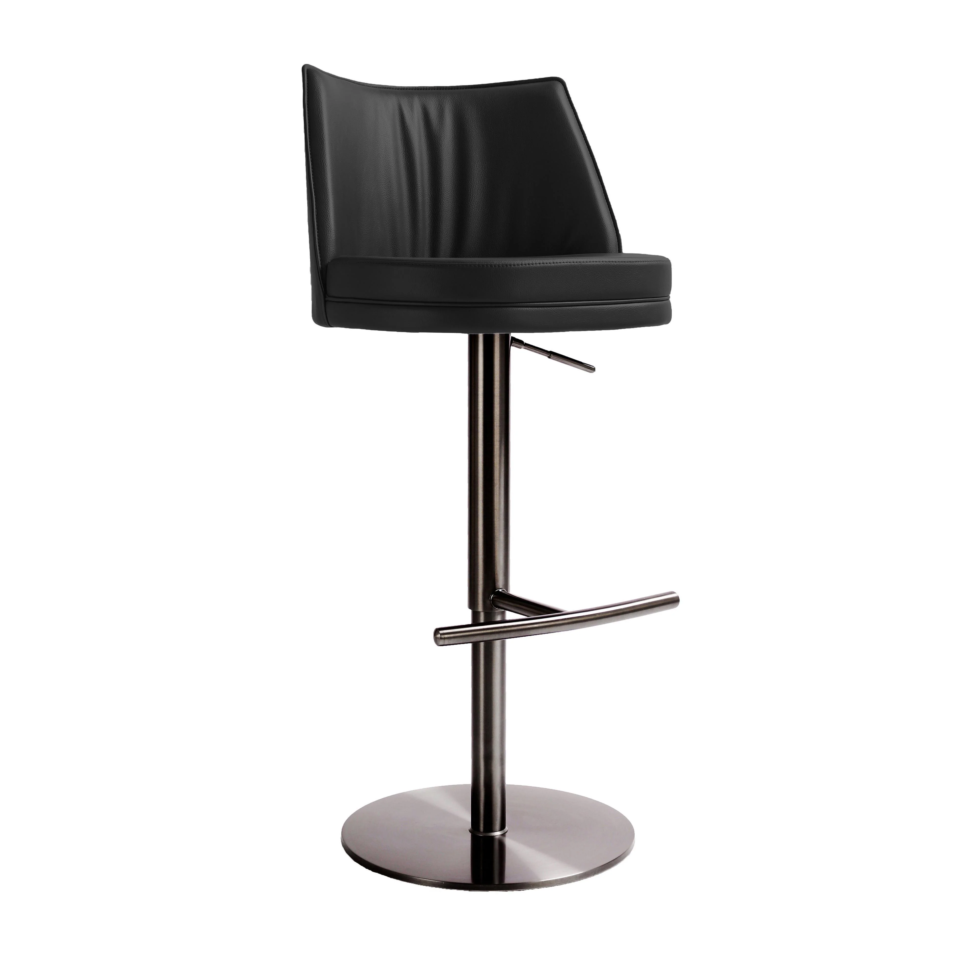 Gala Black Vegan Leather on Adjustable Stool - Remutear