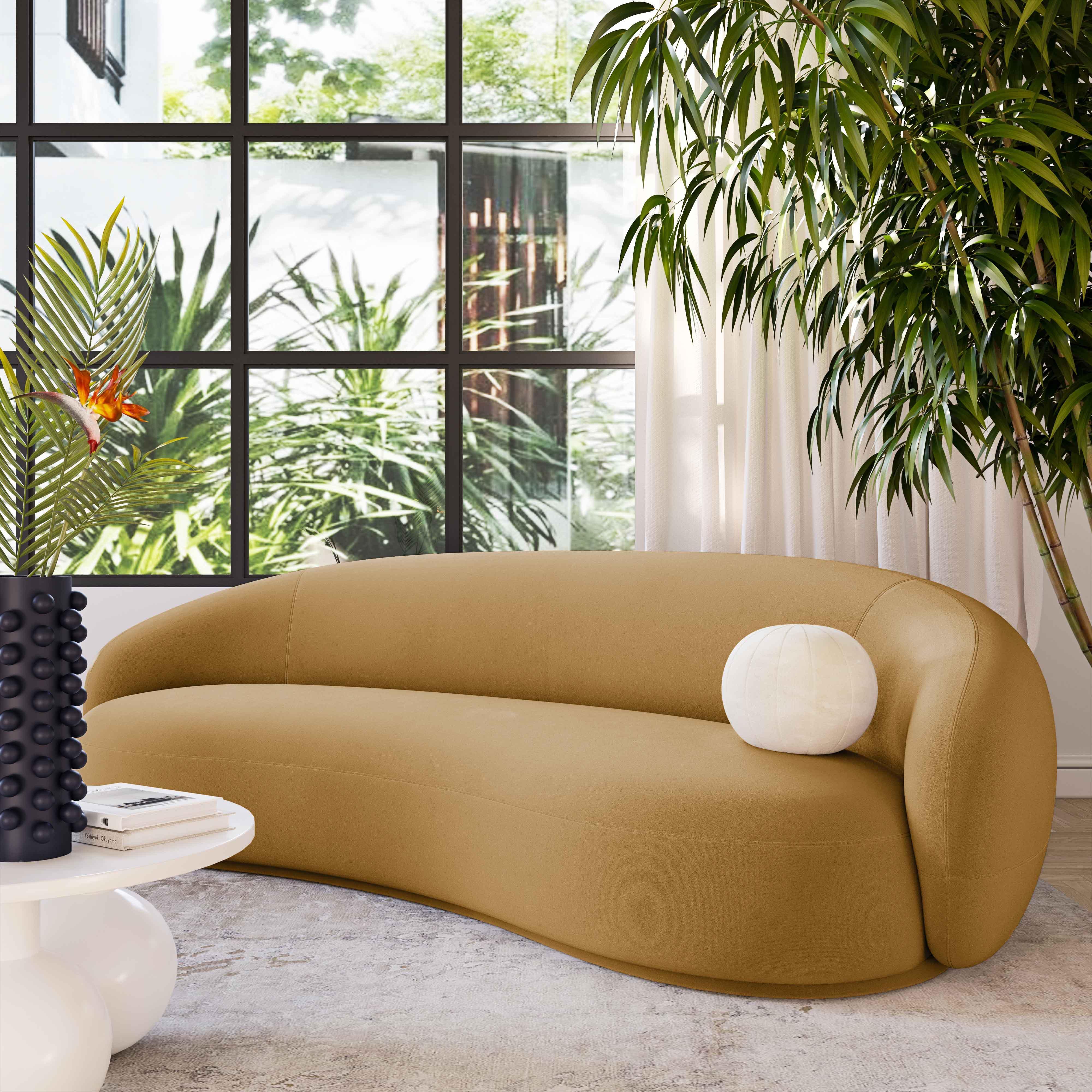 Kendall Cognac Velvet Sofa - Remutear