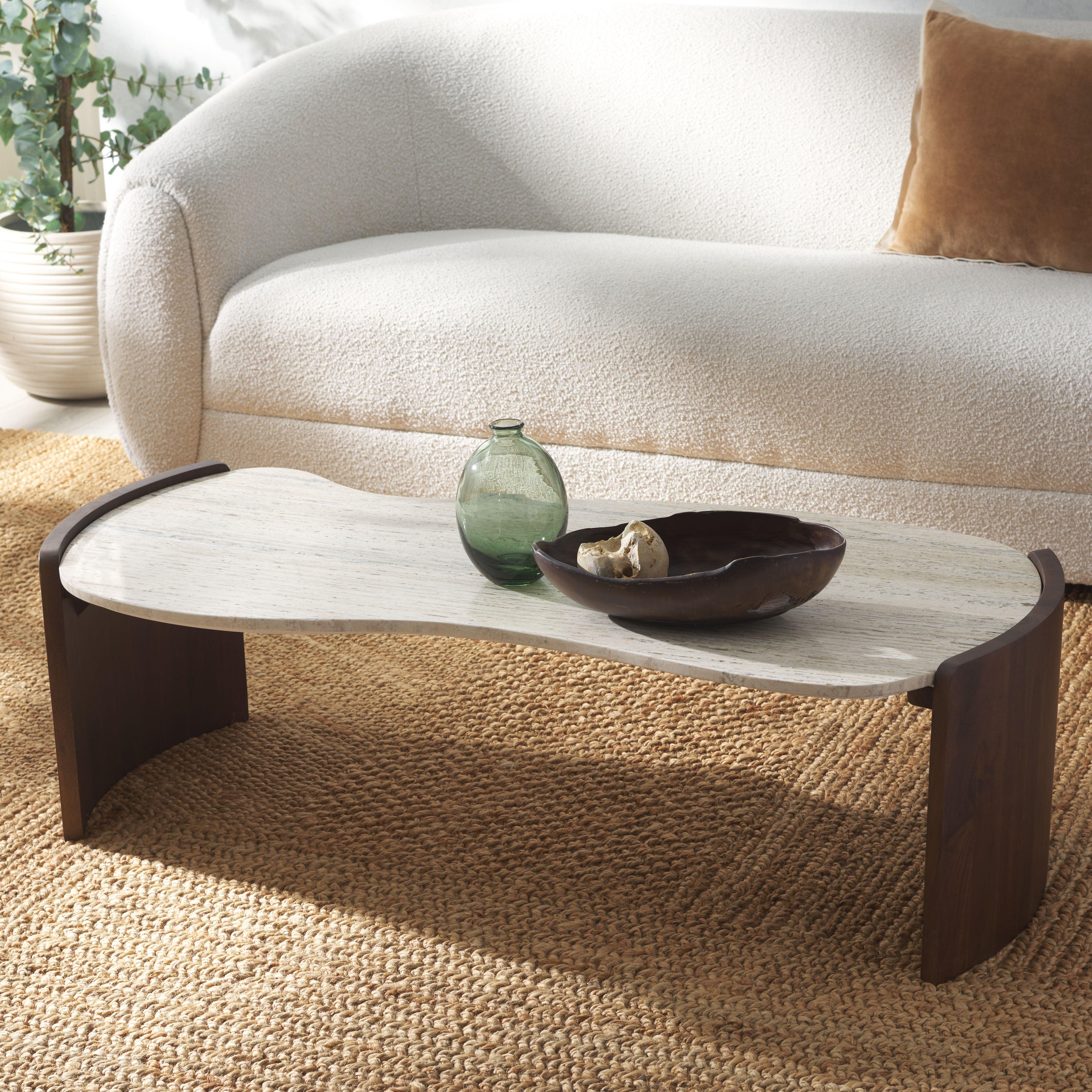 Sheyenne Travertine Top Coffee Table - Remutear