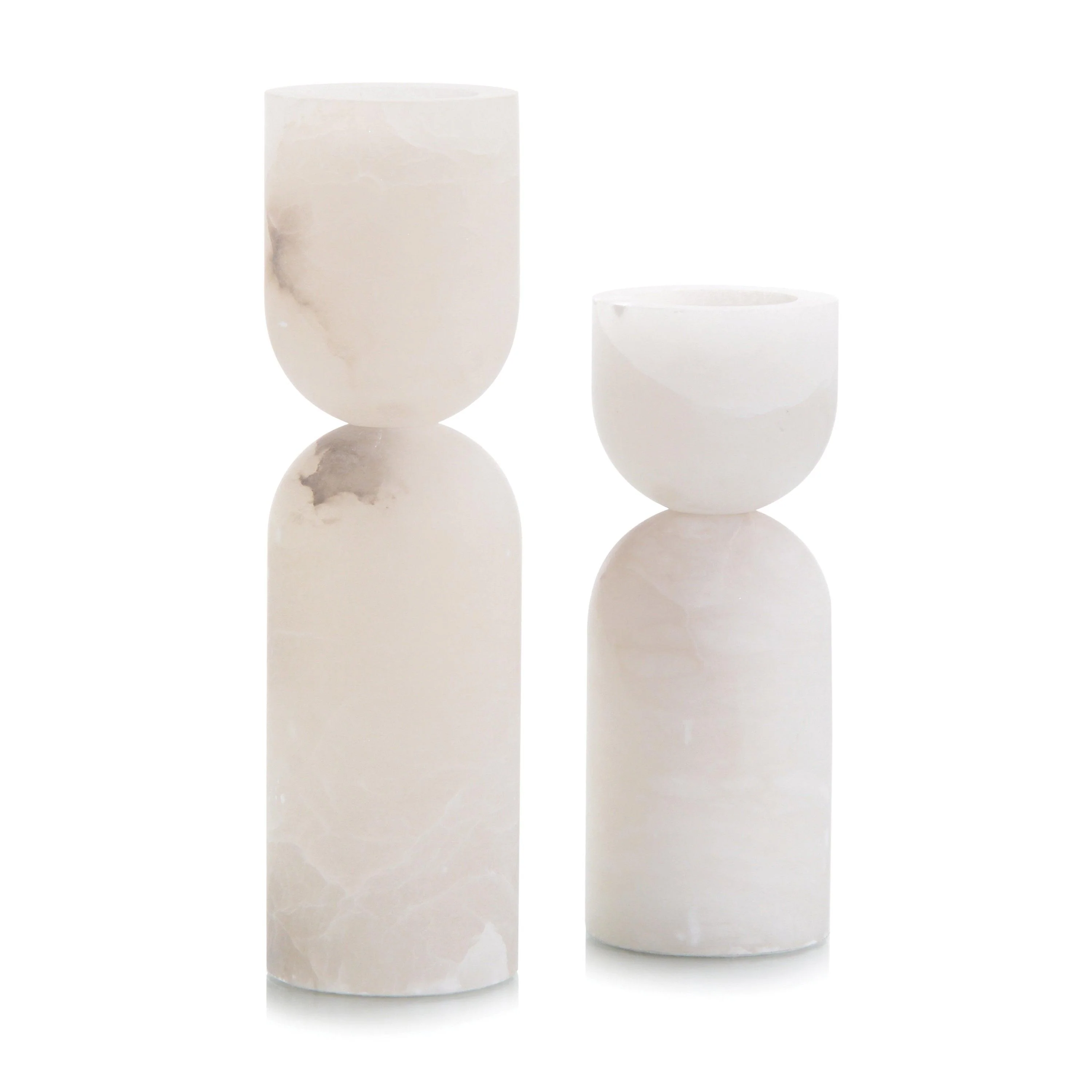 Set Of Two Stone/ Alabaster Candleholders - Remutear
