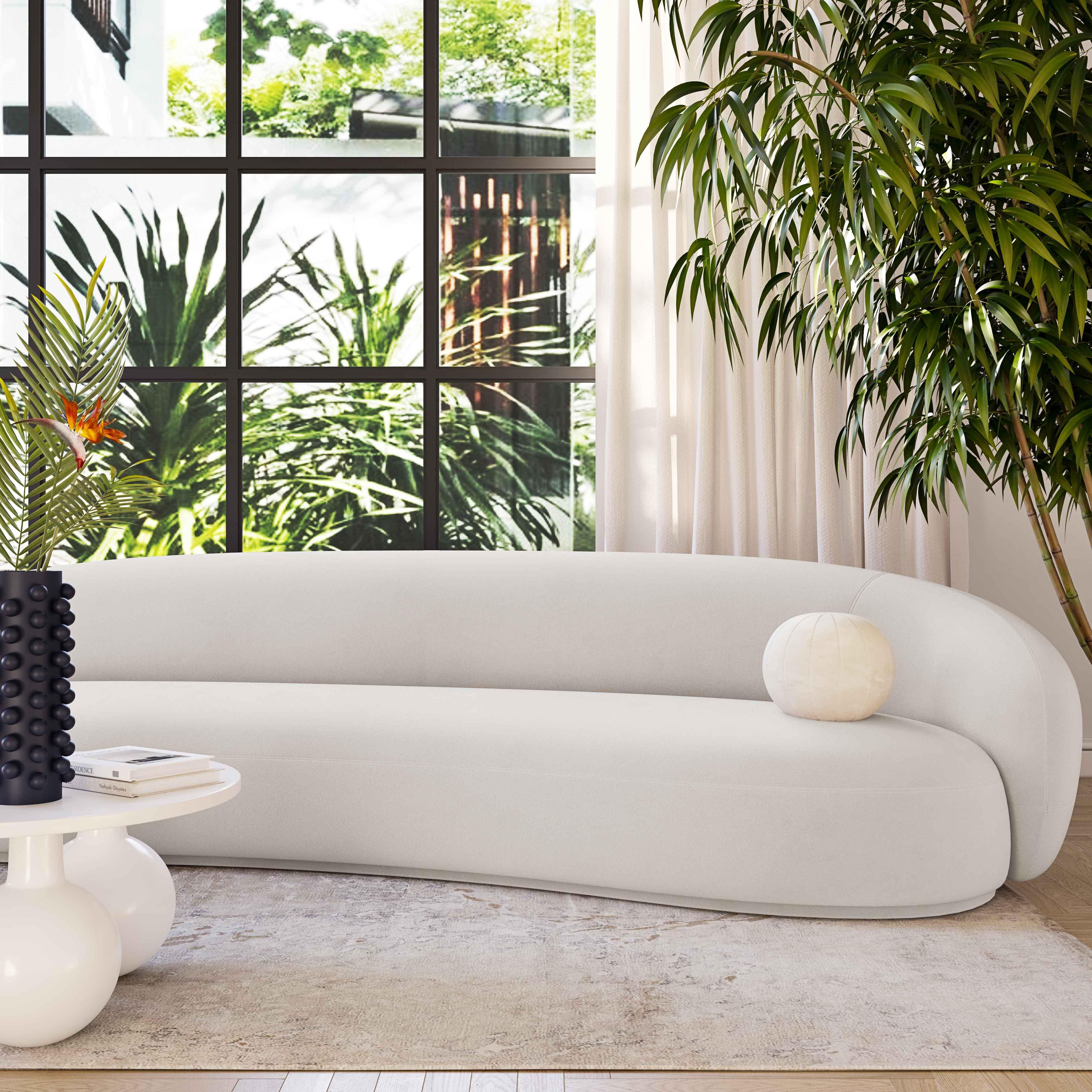 Kendall Cream Velvet 120 Inch Sofa - Remutear