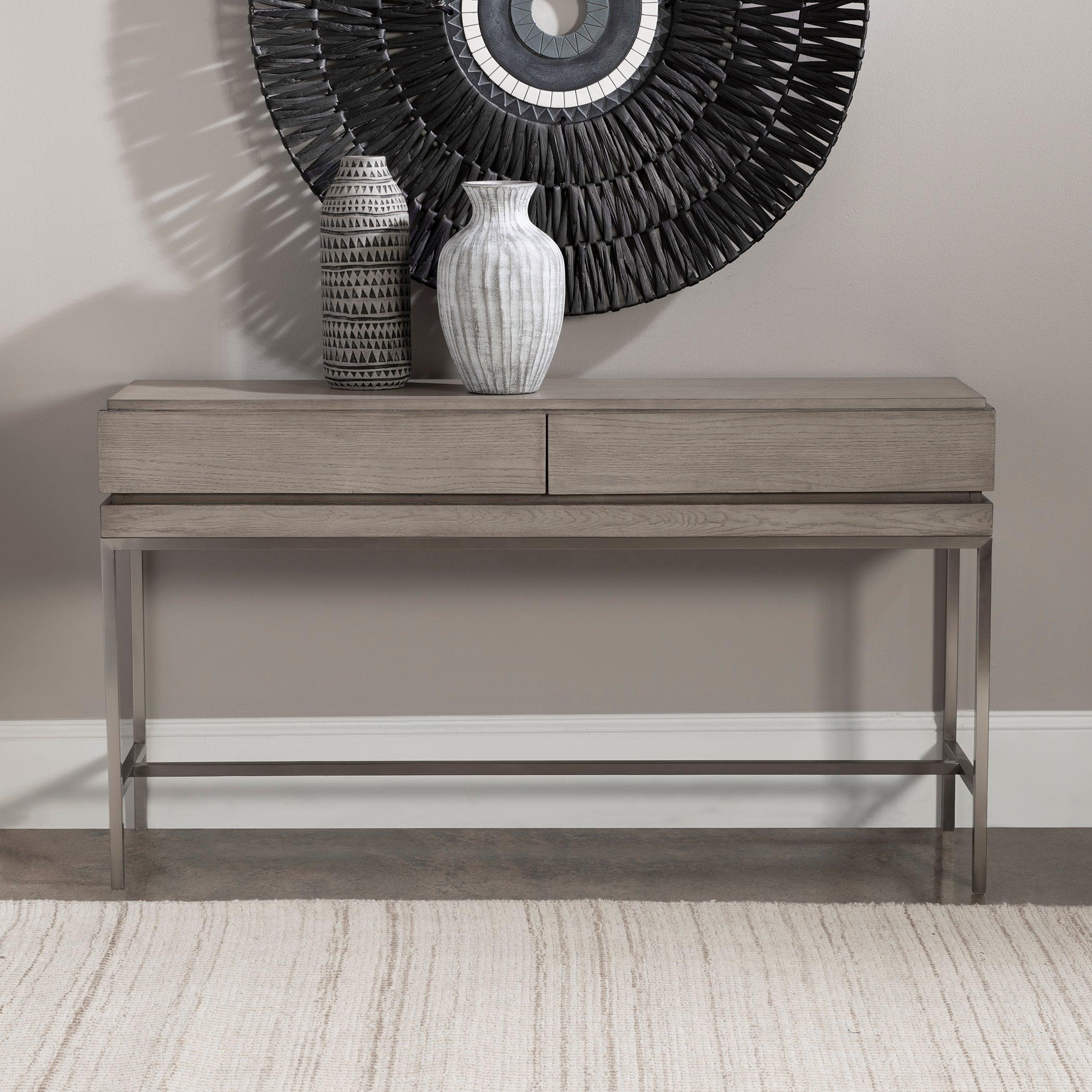 KAMALA GRAY OAK CONSOLE TABLE - Remutear