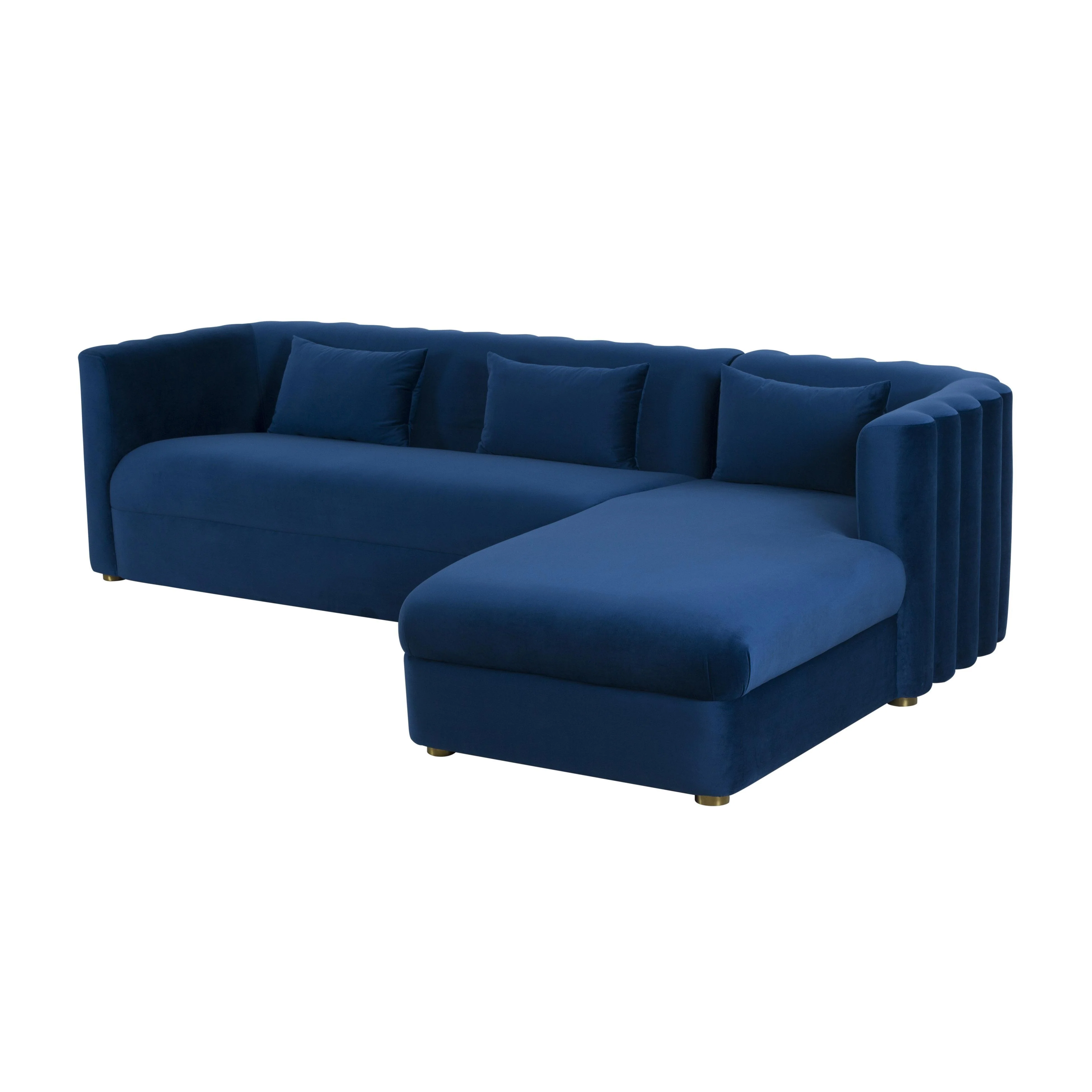Callie Navy Velvet Sectional - RAF - Remutear