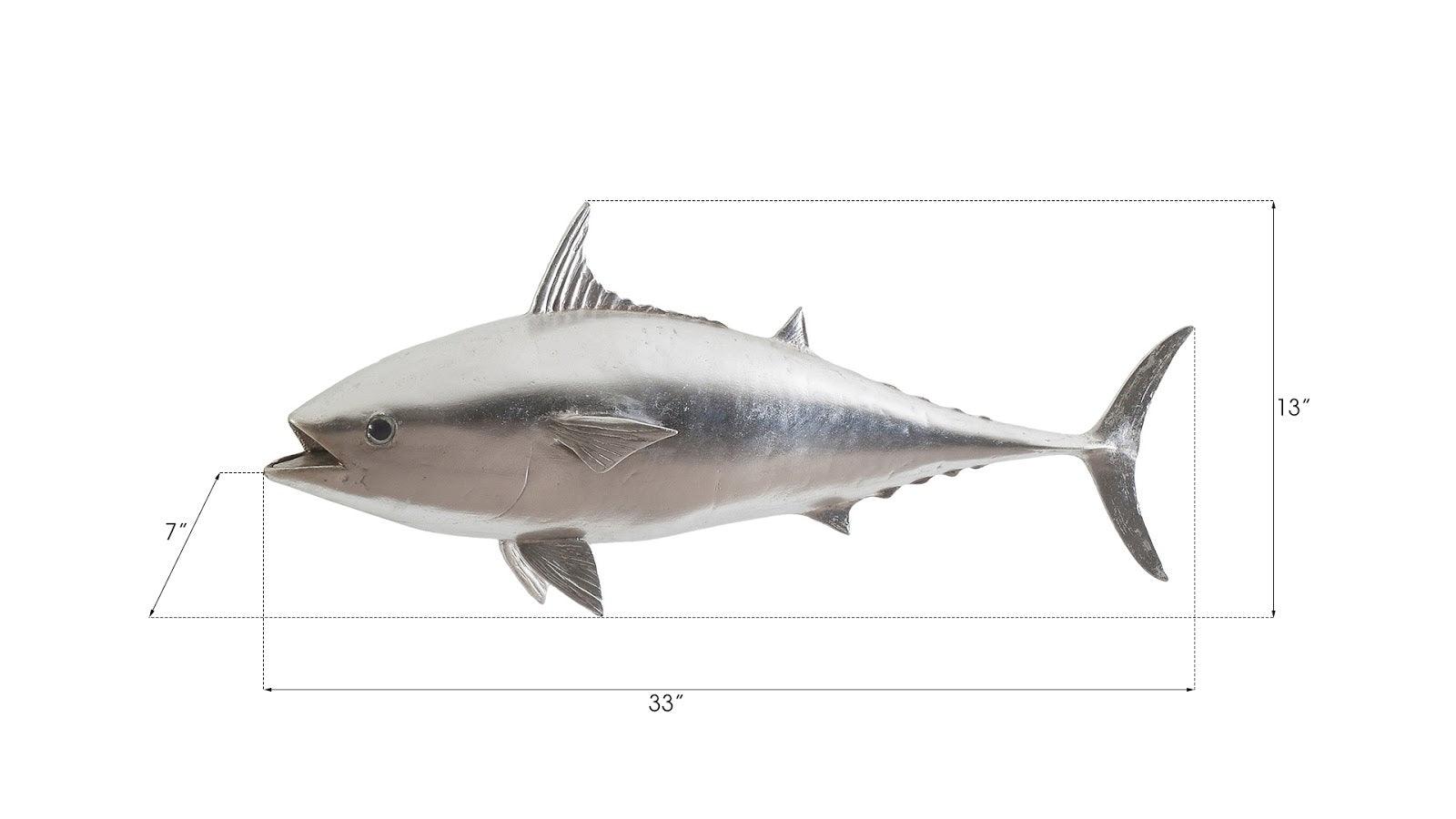 Mackerel Fish Wall Sculpture, Resin, Silver Leaf - Remutear
