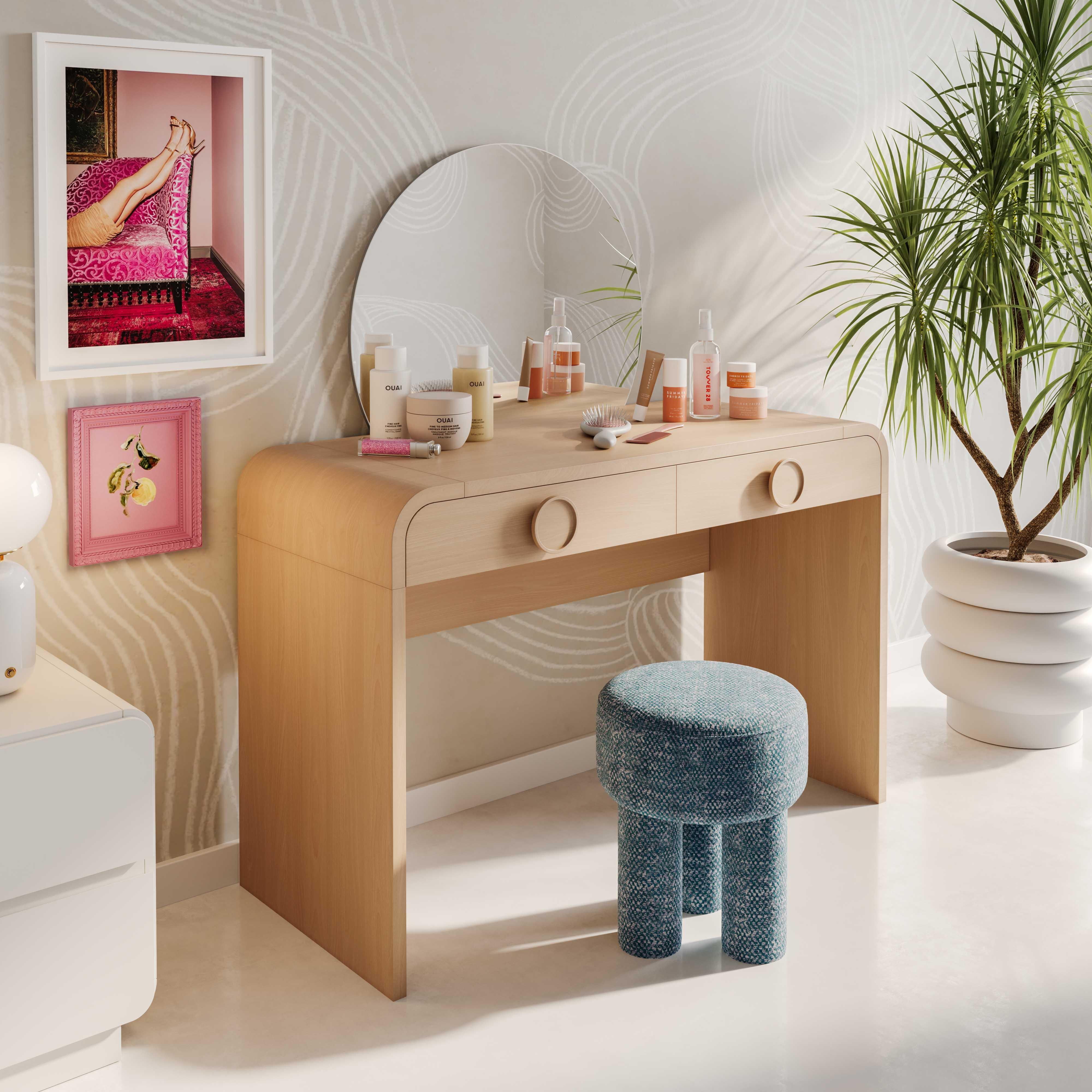 Moonrise Natural Ash 2-Drawer Vanity Desk - Remutear