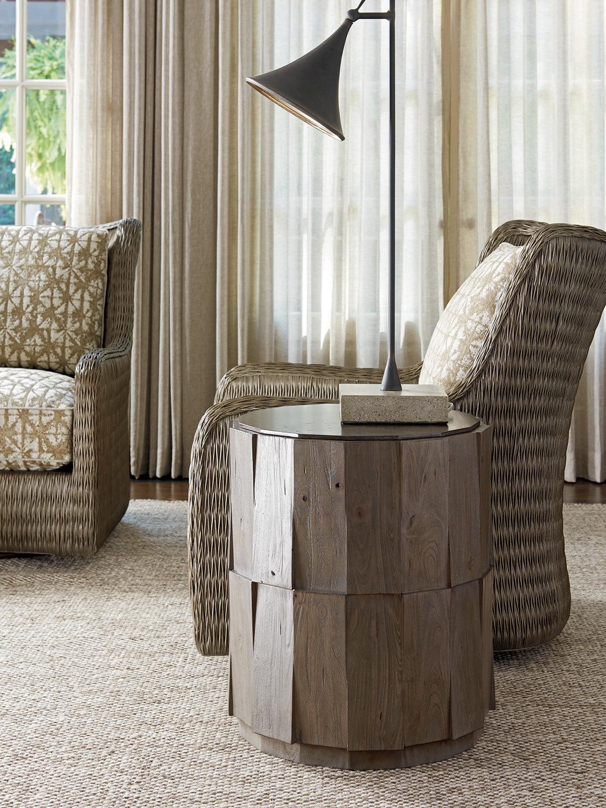 Cypress Point Everett Round Travertine End Table - Remutear