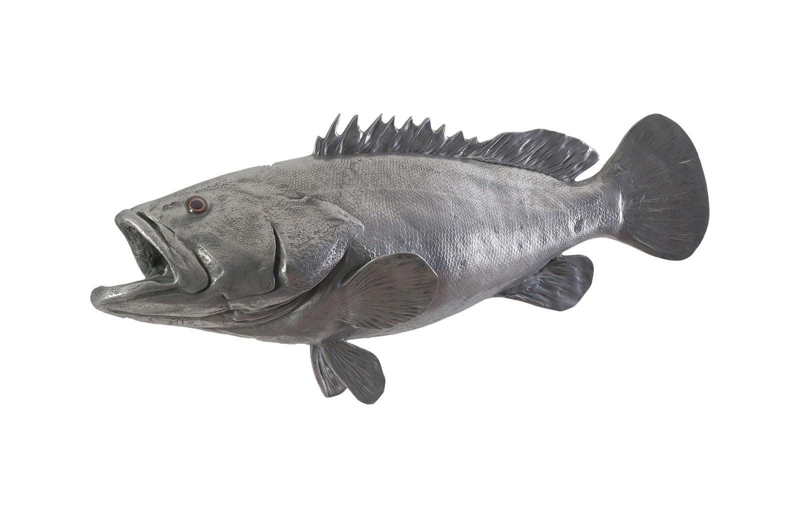 Estuary Cod Fish Wall Sculpture, Resin, Polished Aluminum Finish - Remutear