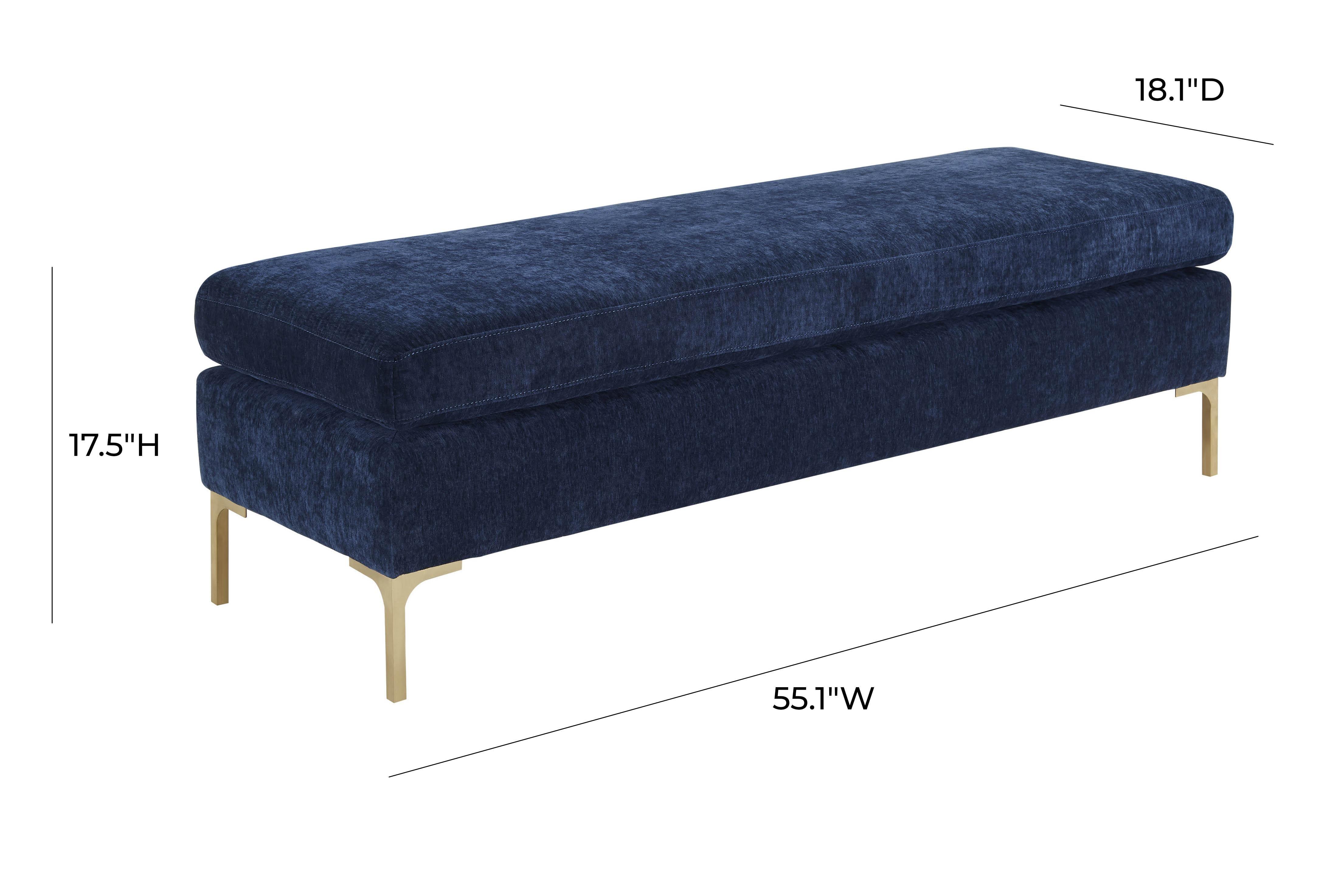 Delilah Navy Textured Velvet Bench - Remutear