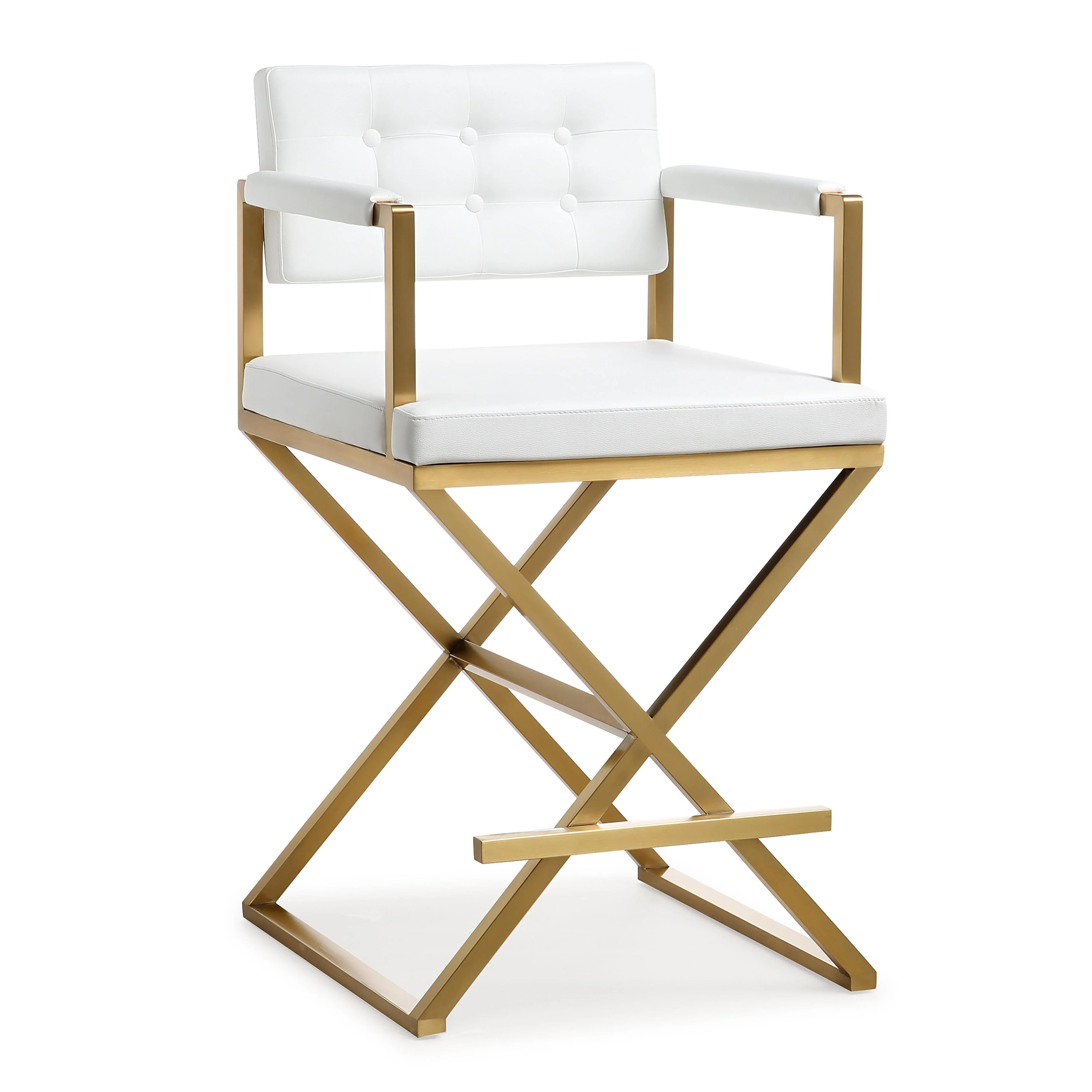 Director White Gold Steel Counter Stool - Remutear