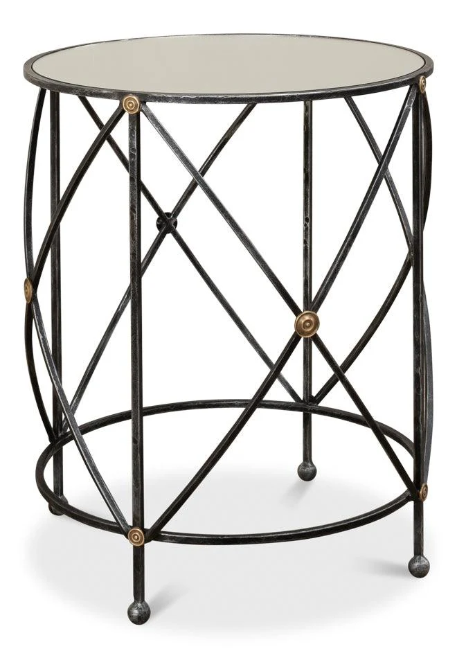 Drum & Fife Lamp Table W/Mirror Glass Tp - Remutear
