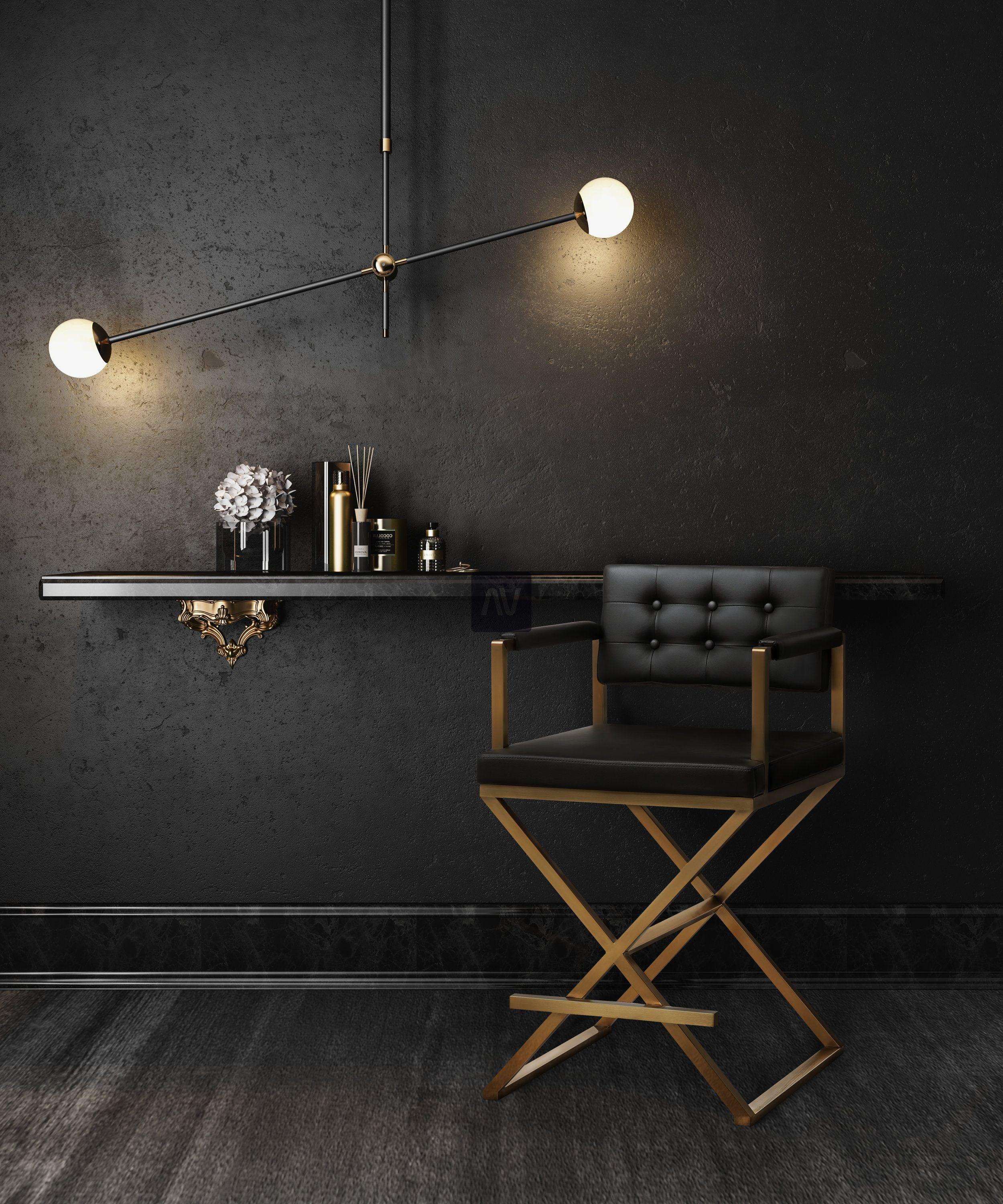 Director Black Gold Steel Barstool - Remutear