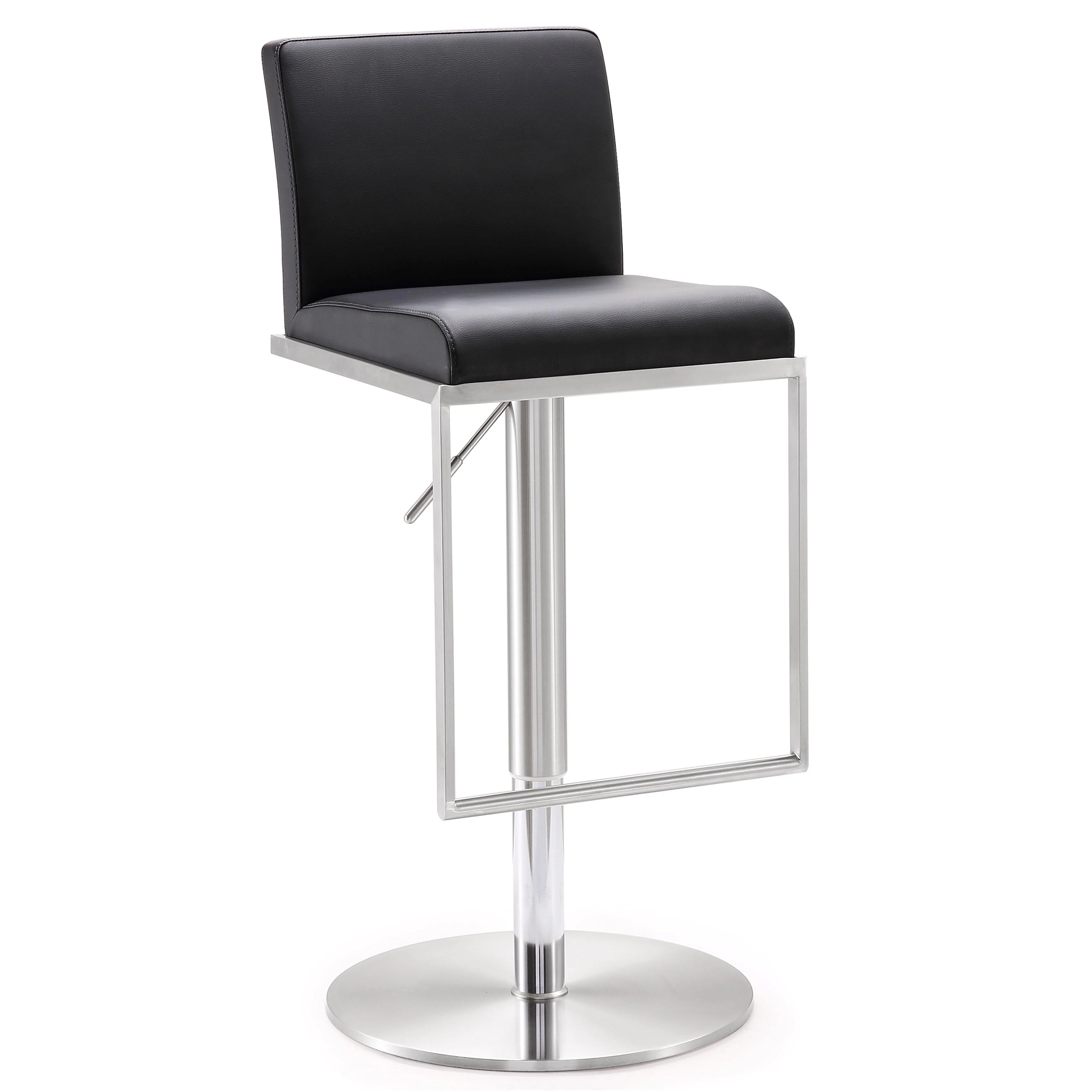 Amalfi Black Vegan Leather Adjustable Stool - Remutear