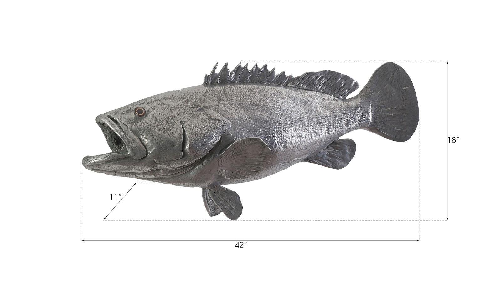 Estuary Cod Fish Wall Sculpture, Resin, Polished Aluminum Finish - Remutear