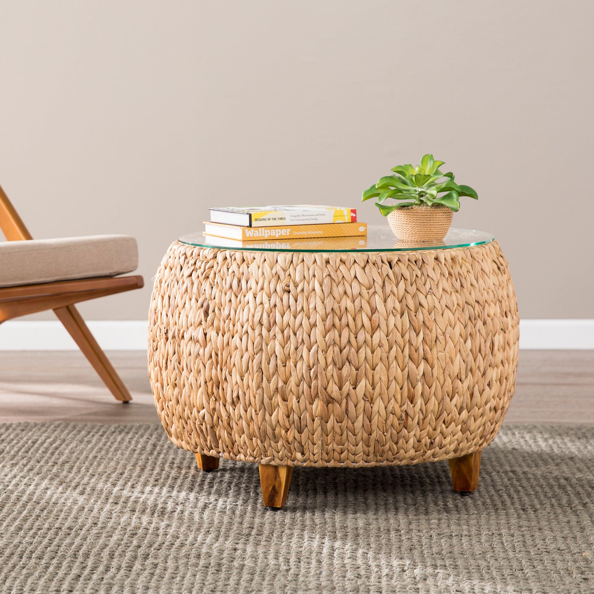 Jokobe Round Water Hyacinth Cocktail Table - Remutear