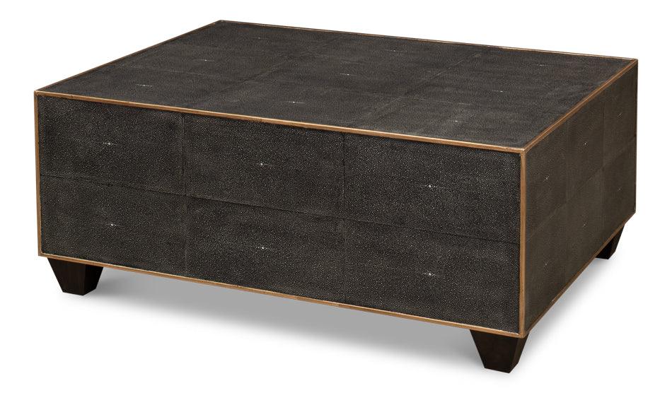 Grey Leather Shagreen Cocktail Table - Remutear