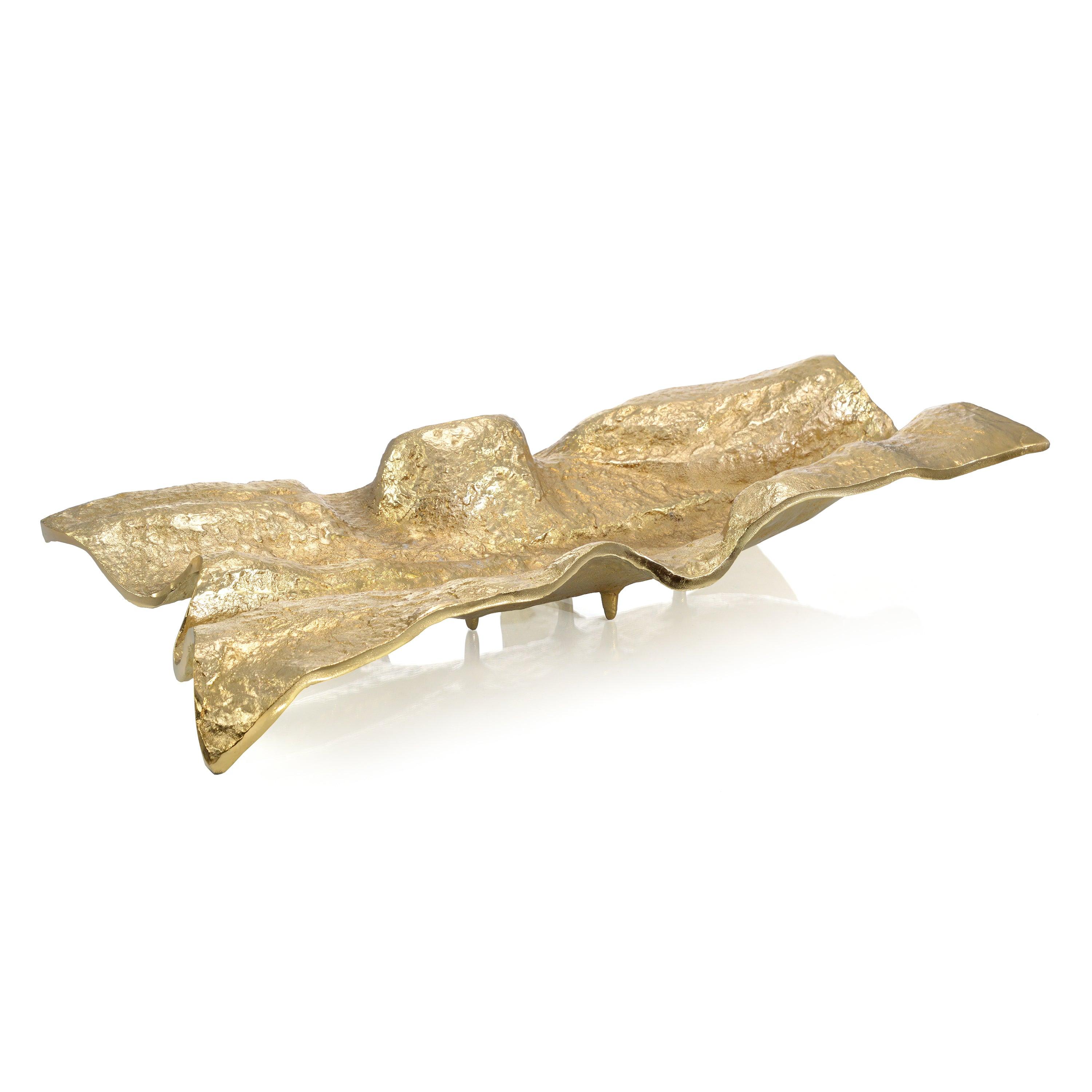 Draped Fabric Brass Rectangle Bowl - Remutear
