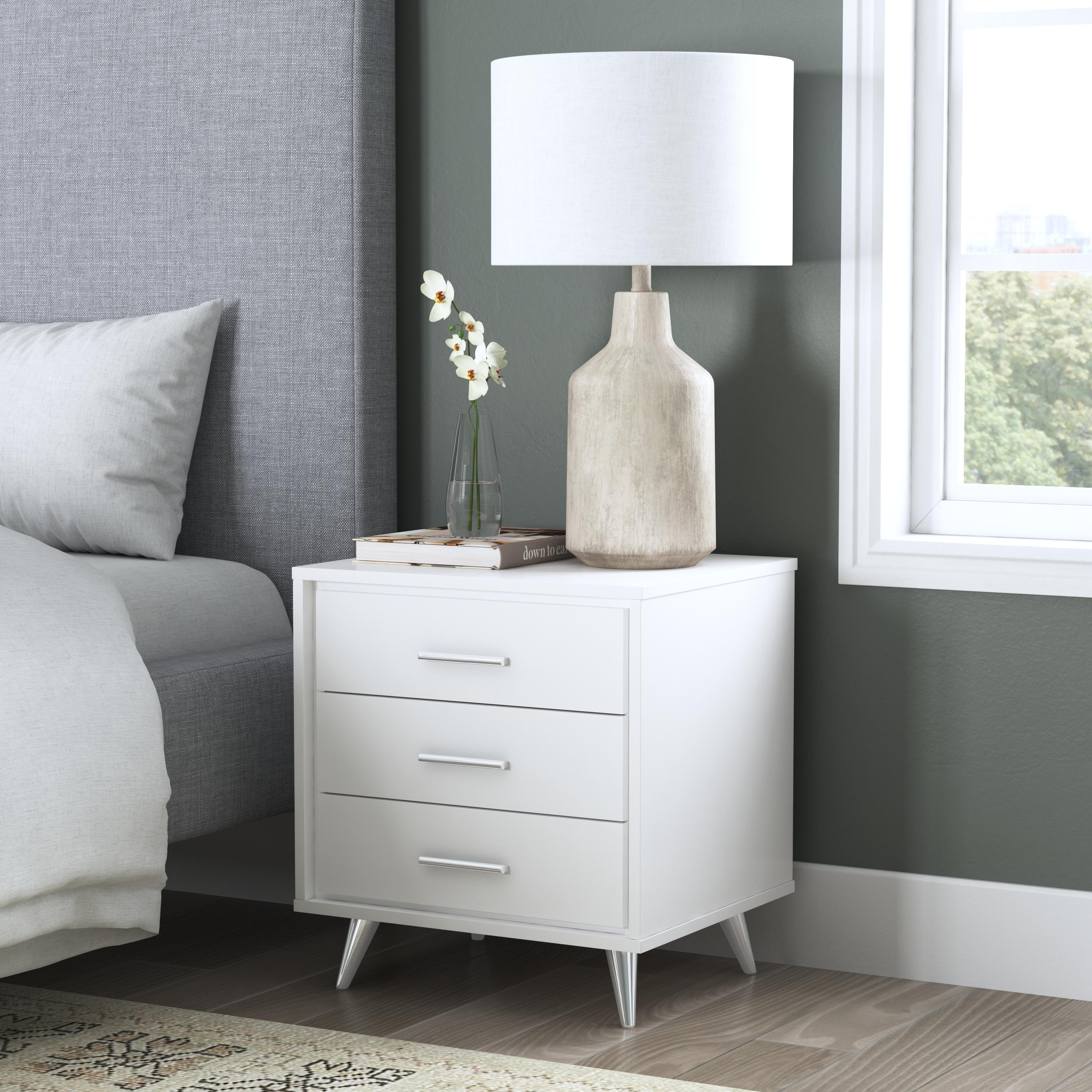 Oren Nightstand with Drawers - White - Remutear