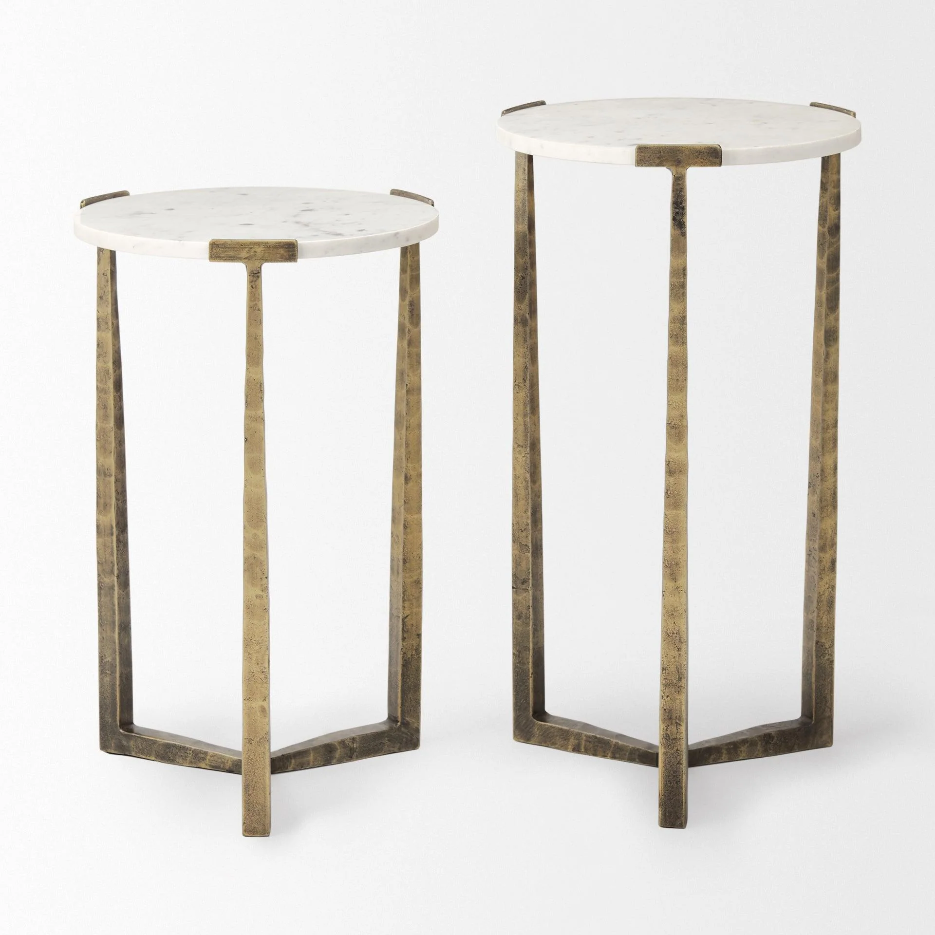Atticus Marble and Antiqued Gold Metal Nesting Accent Tables (Set of 2) - Remutear