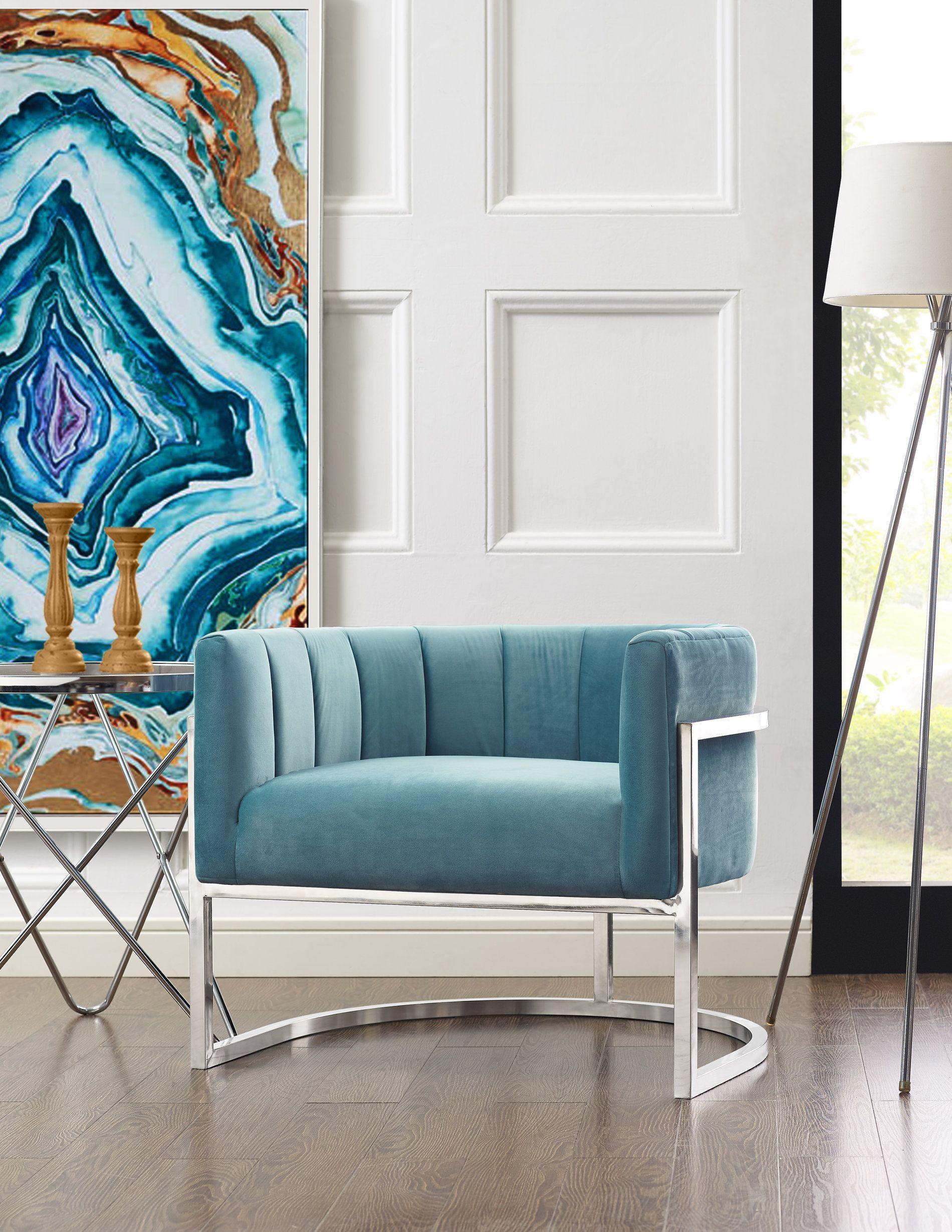 Magnolia Sea Blue Chair with Silver Base - Remutear