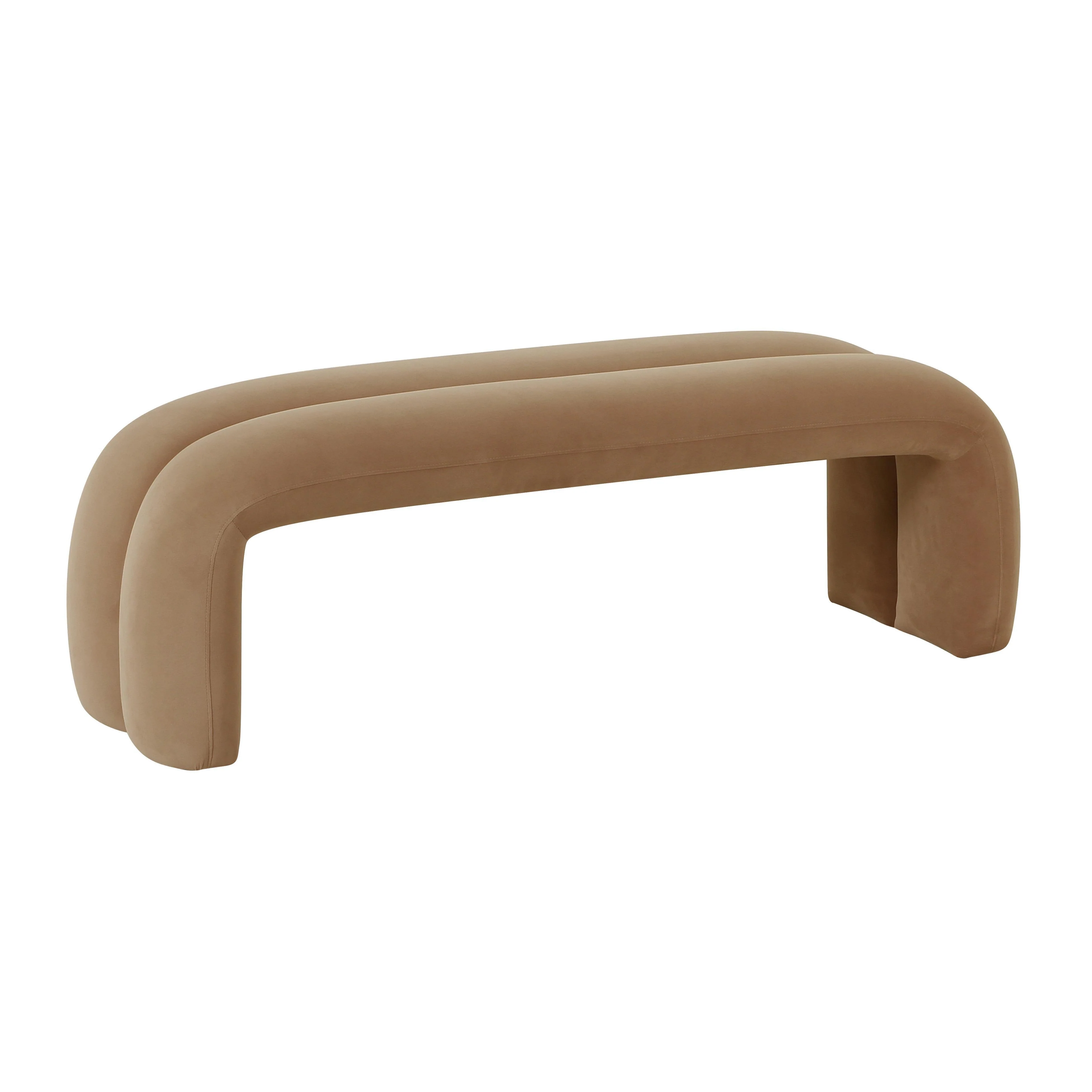 Leigh Taupe Velvet Channeled Bench - Remutear
