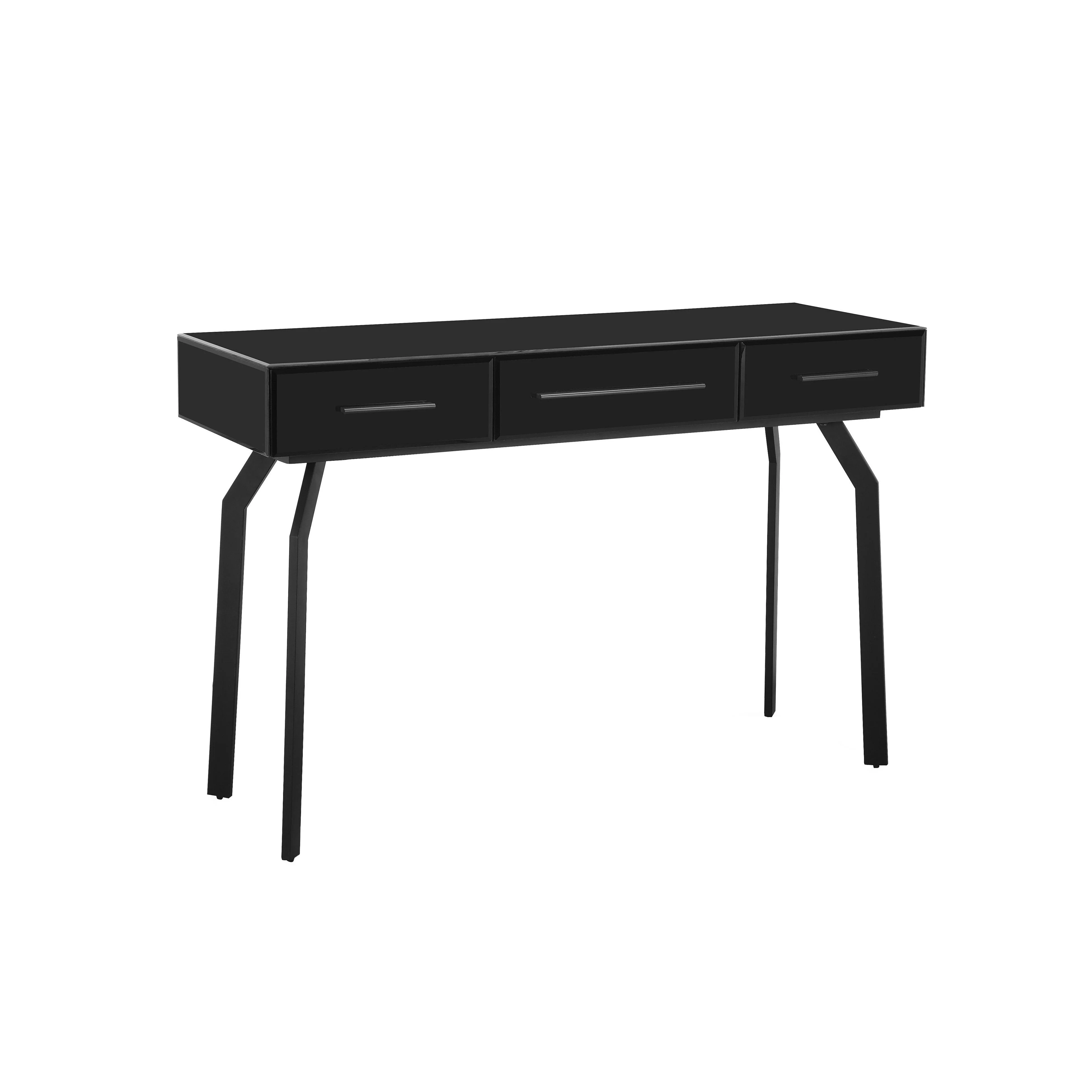 Santana Black Glass Desk Console Table - Remutear
