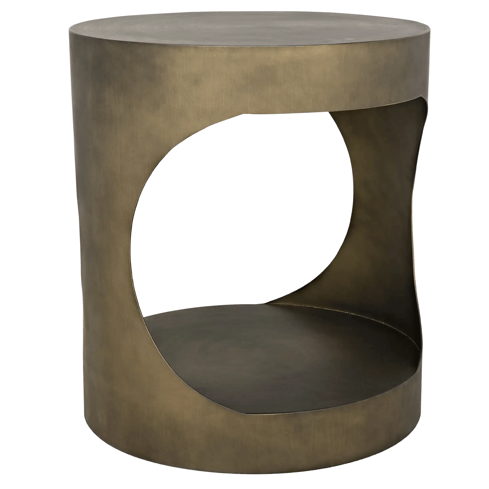 Eclipse Round Side Table, Metal with Aged Brass Finish - Remutear