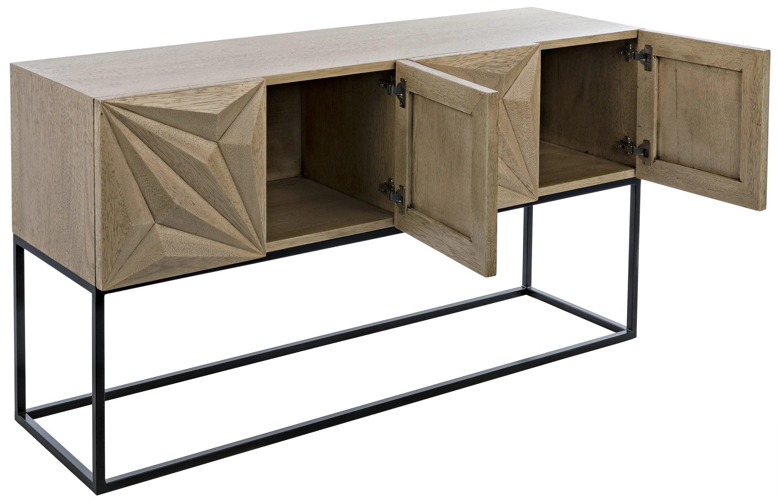 Zurich Console, Bleached Walnut with Steel - Remutear