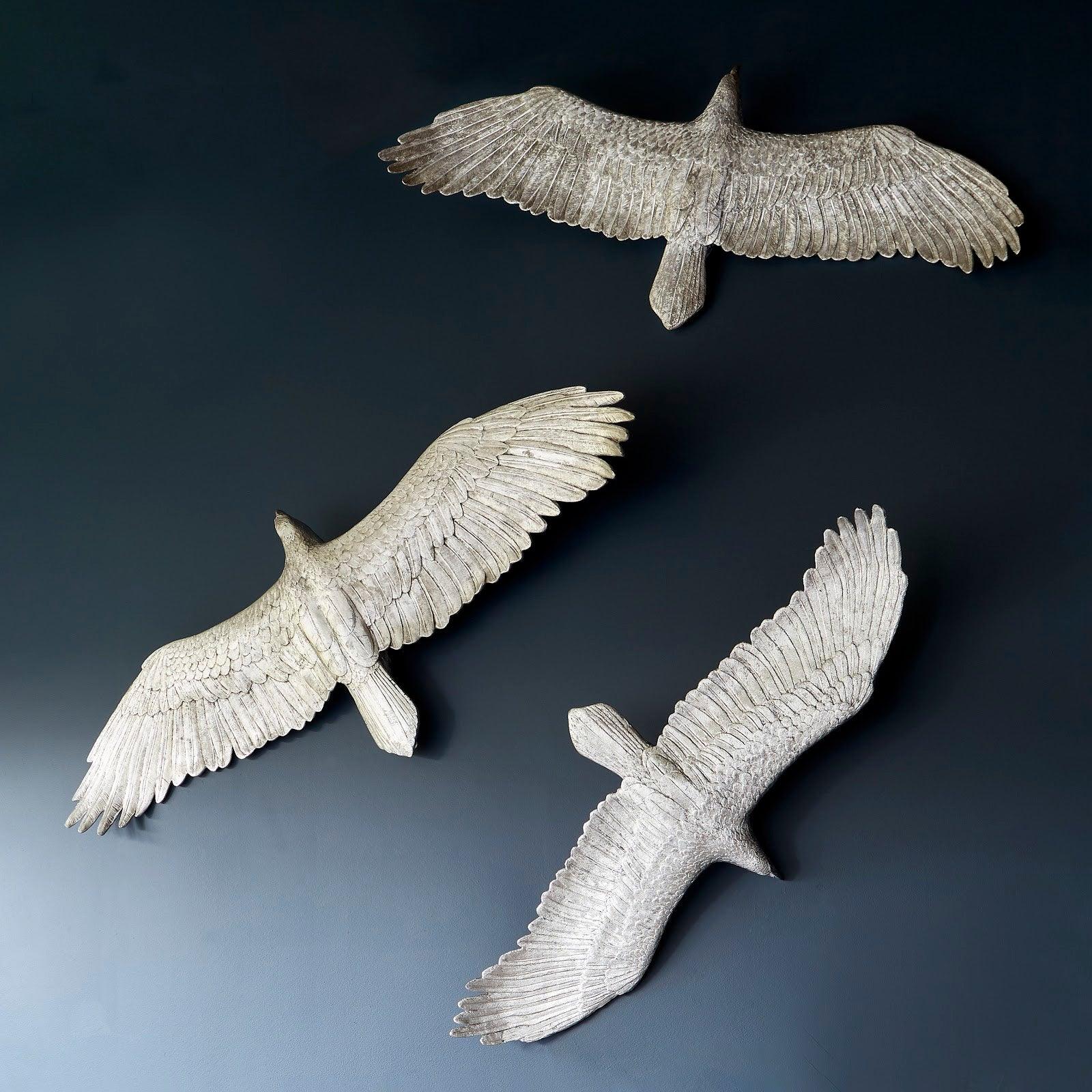 Soaring Eagle Wall Art, Resin, Silver Leaf, SM - Remutear