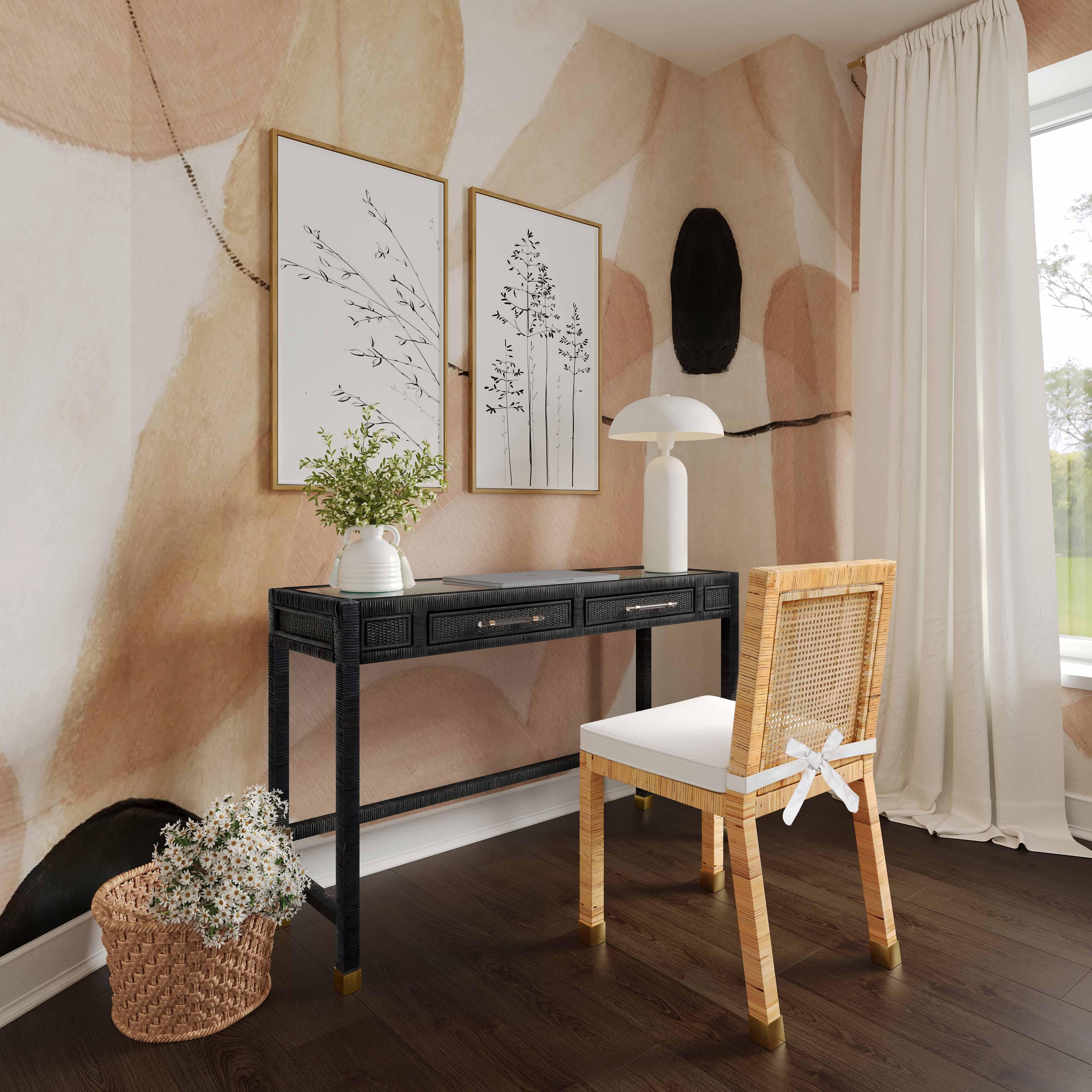 Amara Charcoal Rattan Desk - Remutear