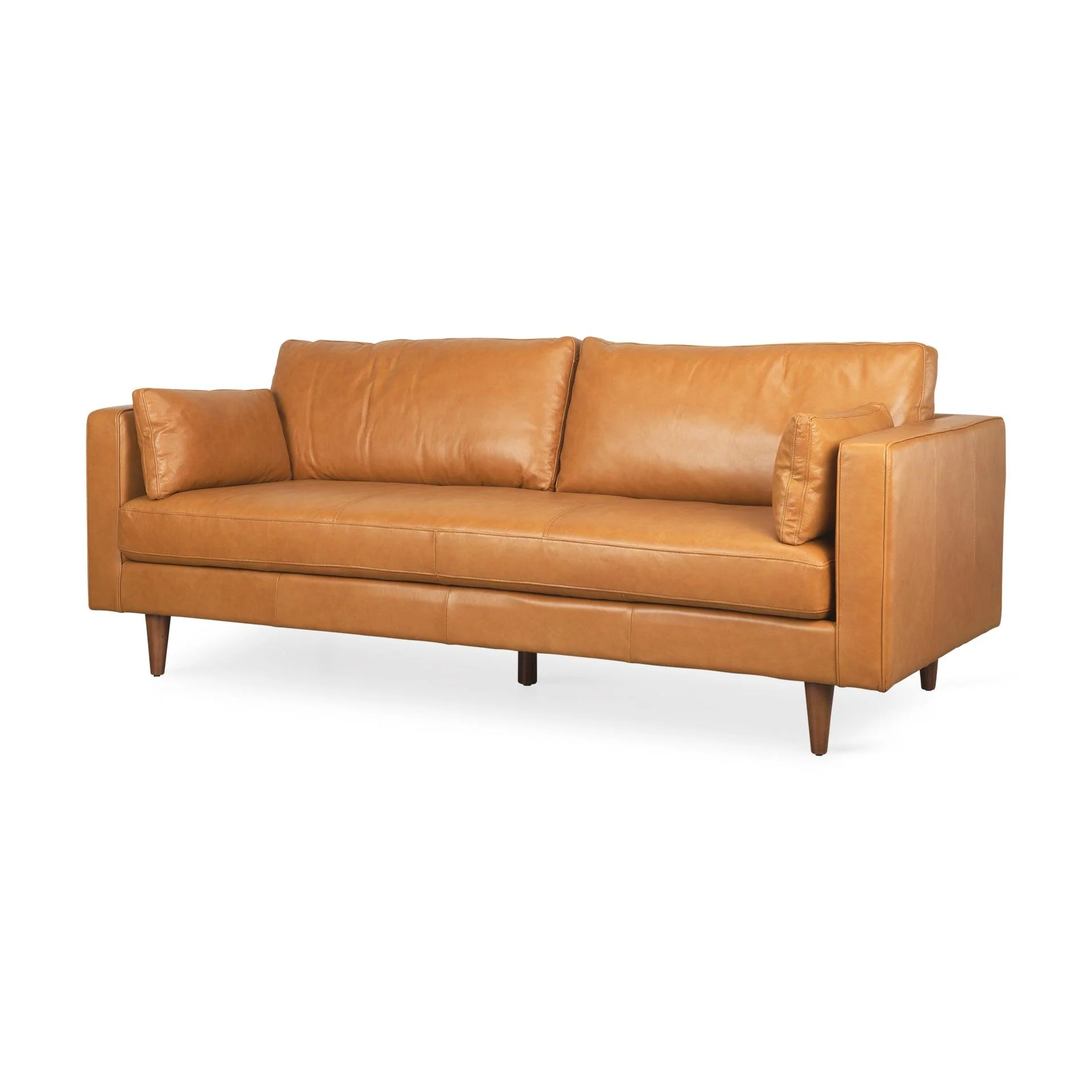 Elton  87.8L x 37.8W x 34.6H Tan Leather Sofa - Remutear