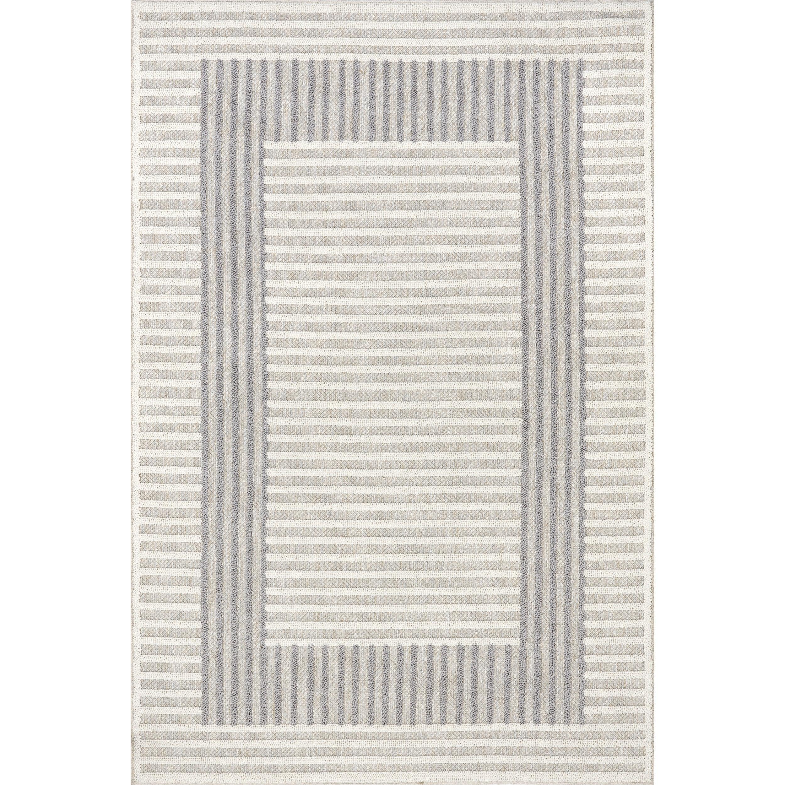 Nicka Striped Border Machine Washable Area Rug - Remutear