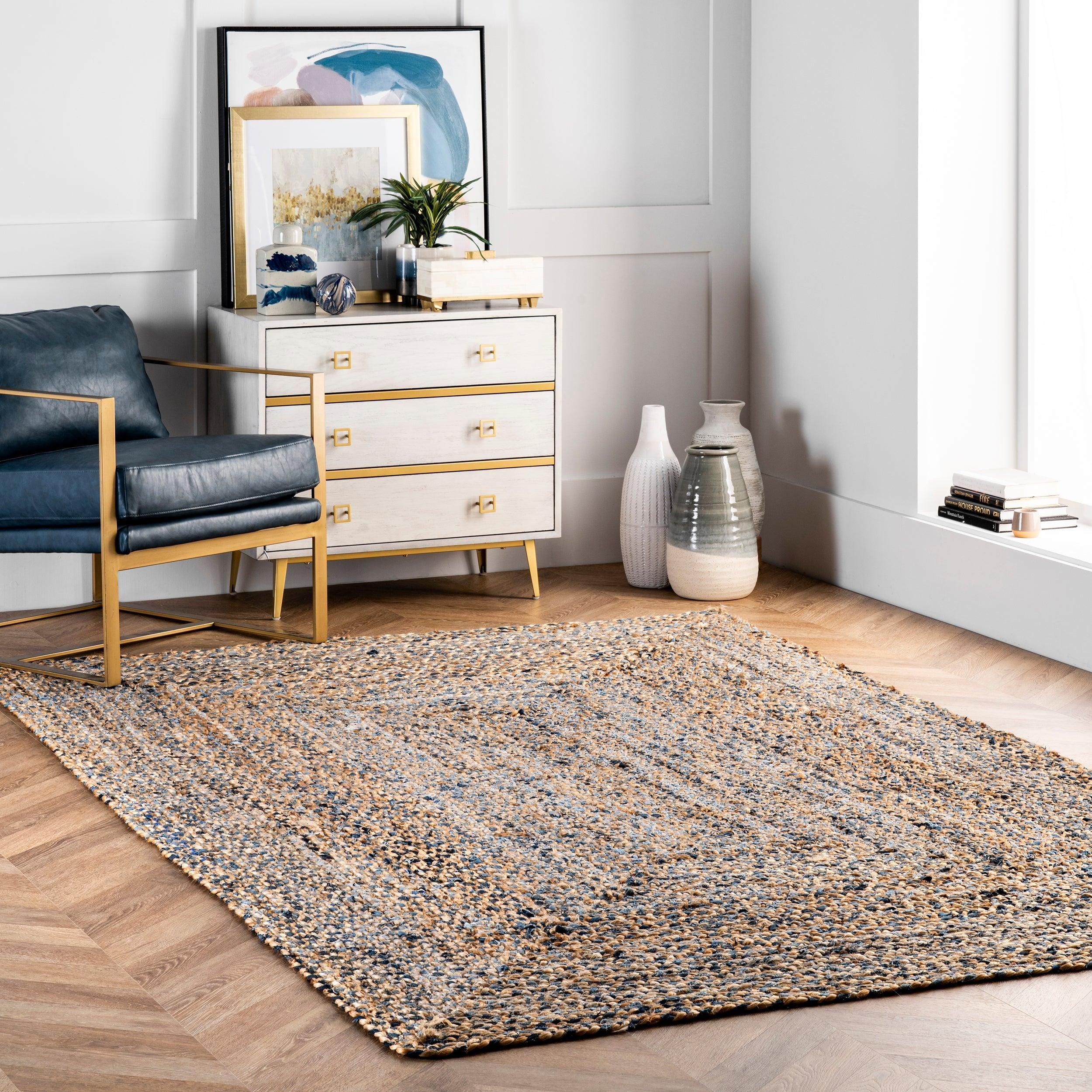 Eliz Braided Denim and Jute Area Rug - Remutear